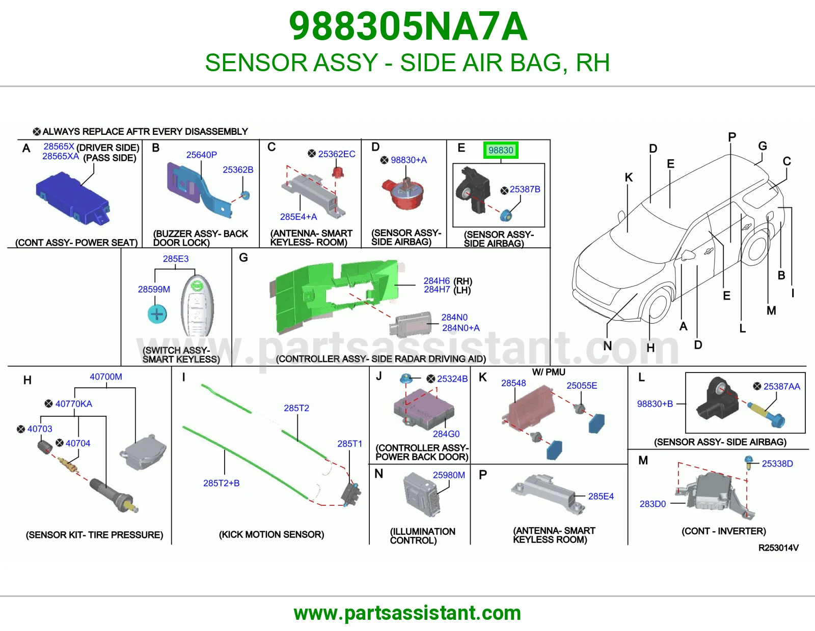 حساس ايرباق جانبي يمين كامل 988305NA7A