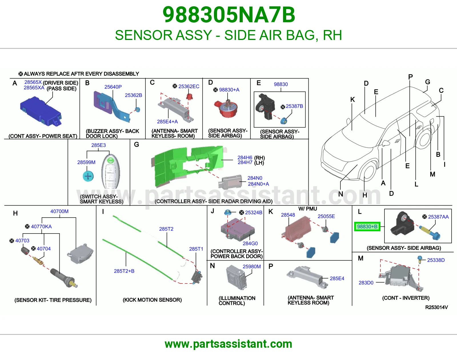 حساس ايرباق جانبي يمين كامل 988305NA7B