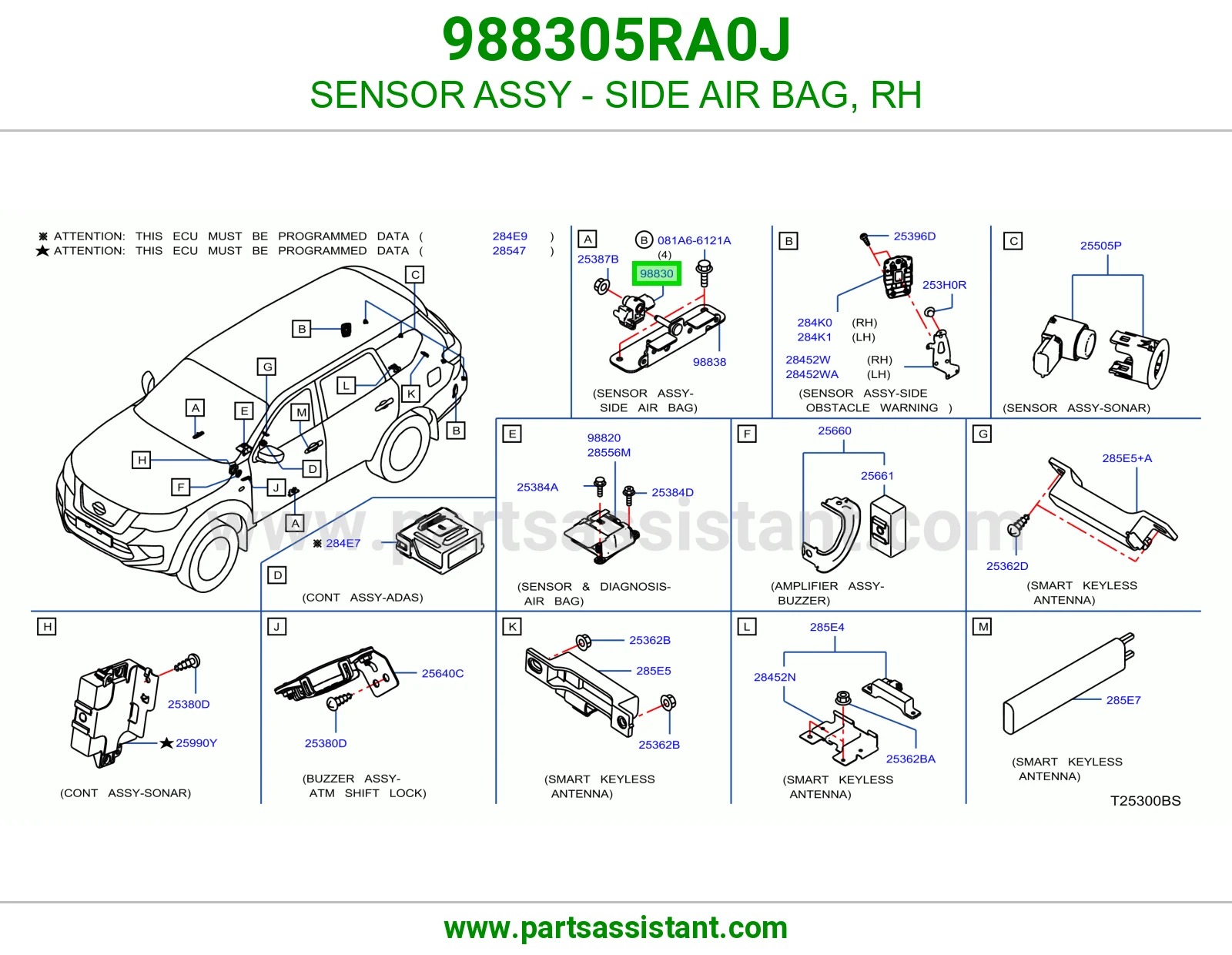 حساس ايرباق جانبي يمين كامل 988305RA0J