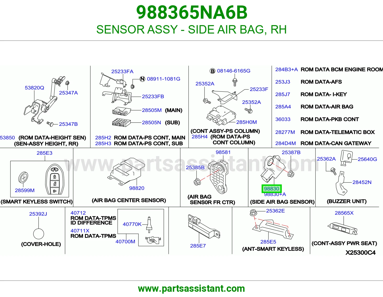 حساس ايرباق جانبي يمين كامل 988365NA6B