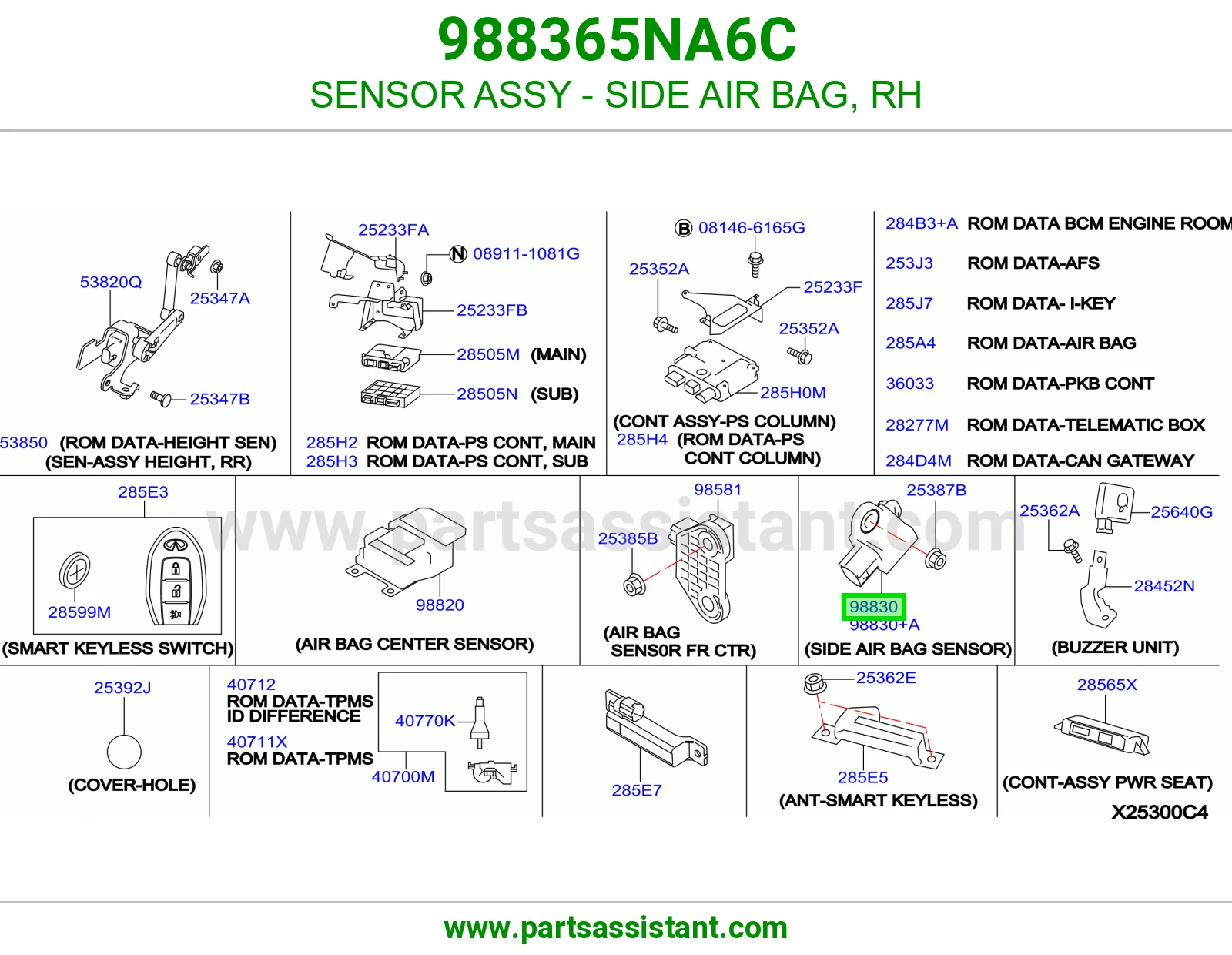 حساس ايرباق جانبي يمين كامل 988365NA6C