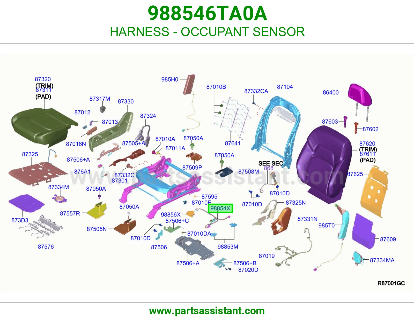 ضفيرة حساس وجود راكب 988546TA0A