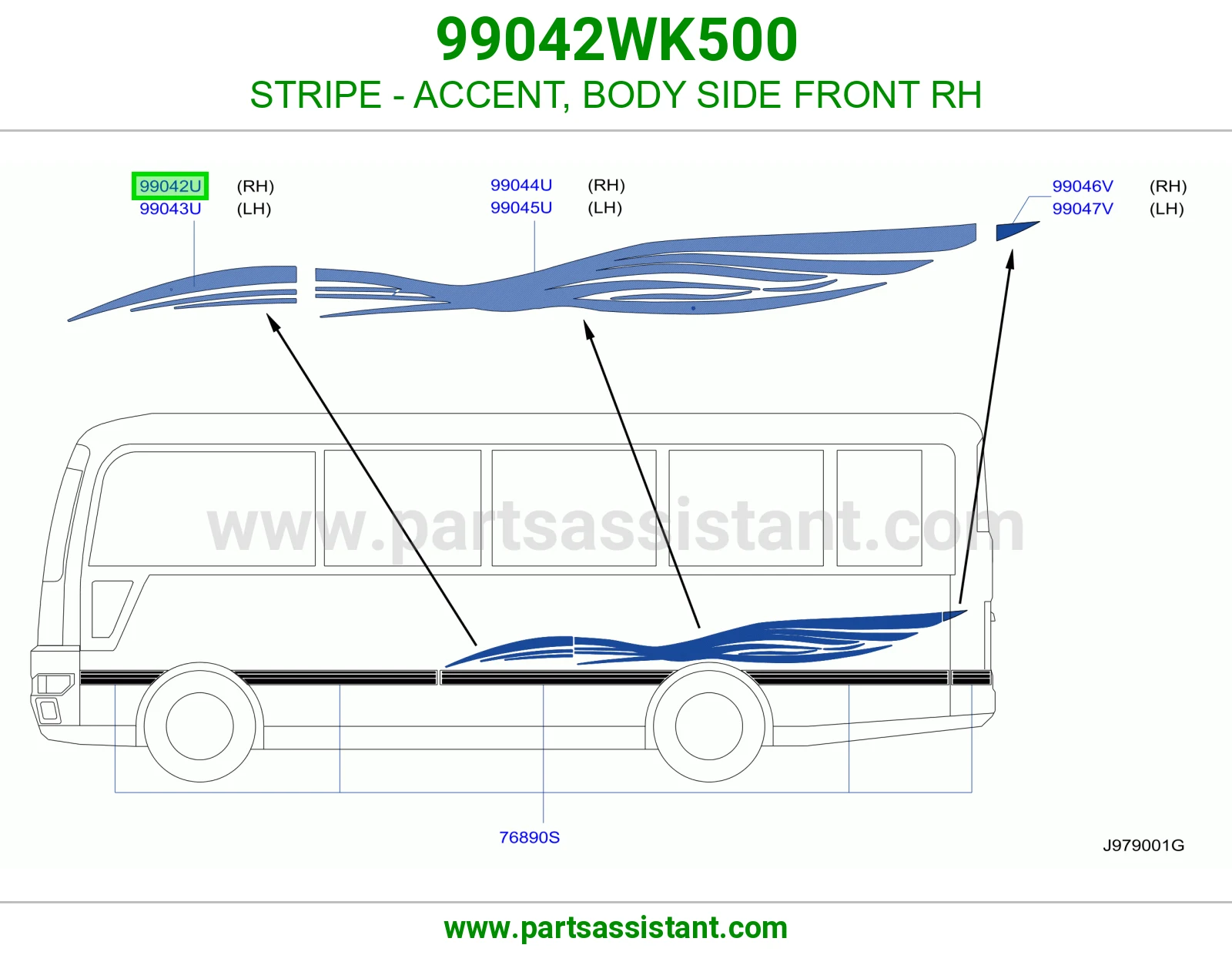 خط زينة جنب بودي أمامي يمين 99042WK500