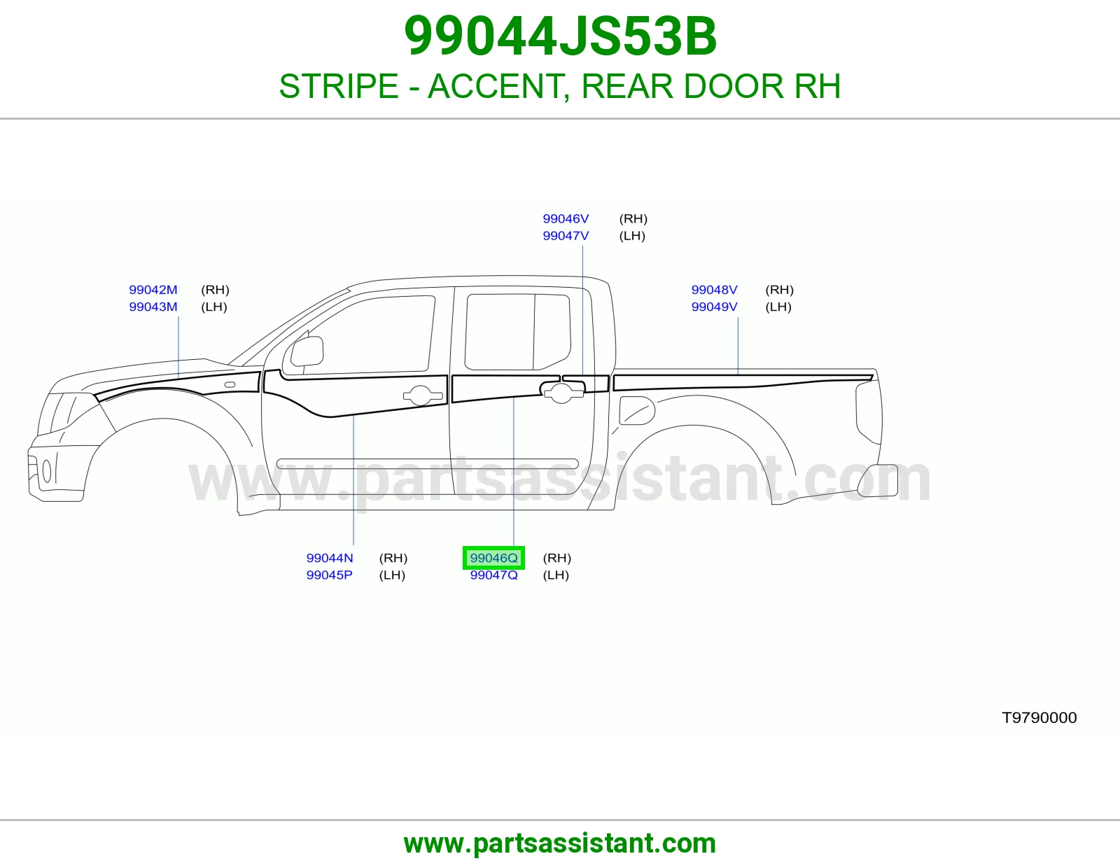 خط باب خلفي يمين 99044JS53B