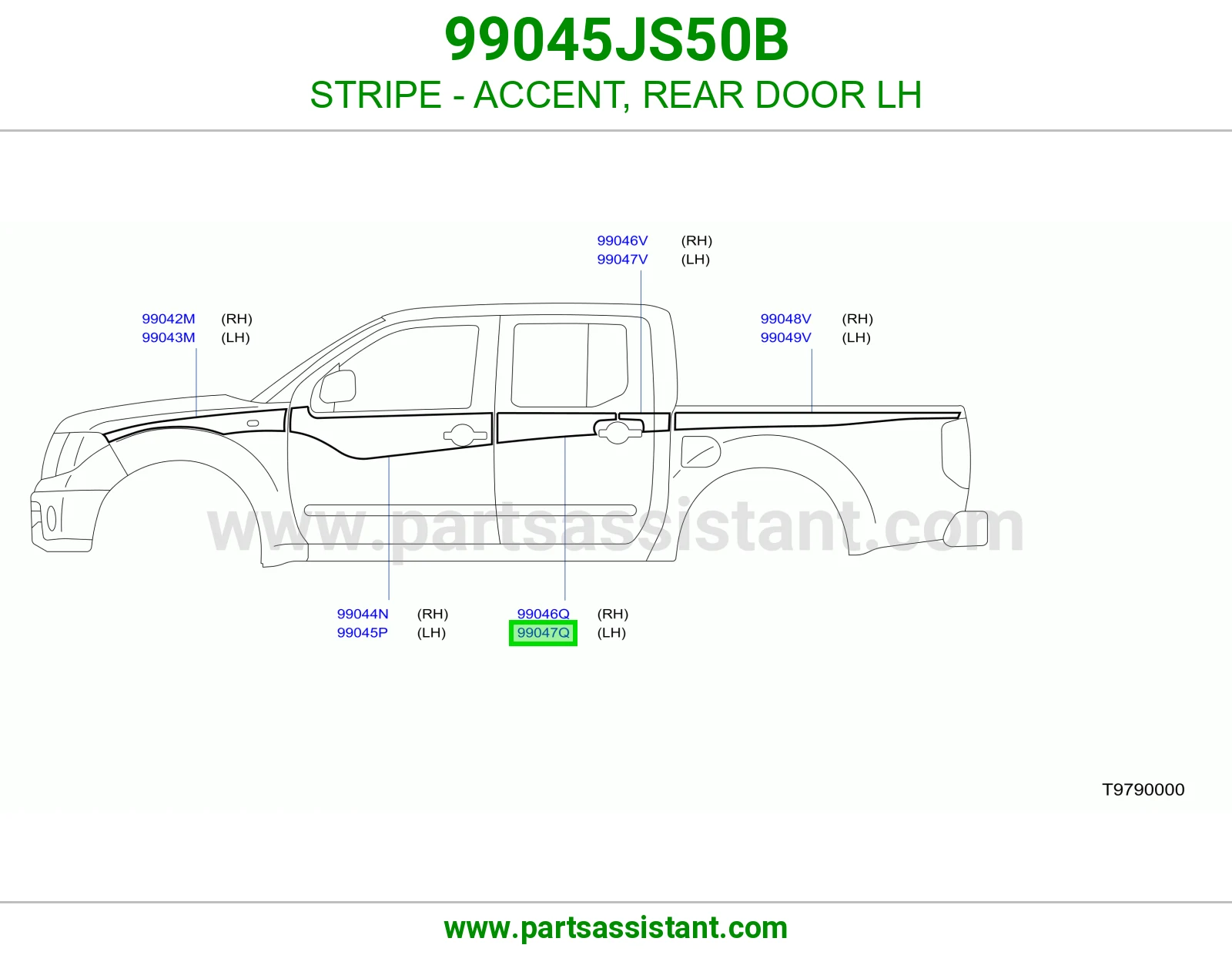 خط باب خلفي يسار 99045JS50B