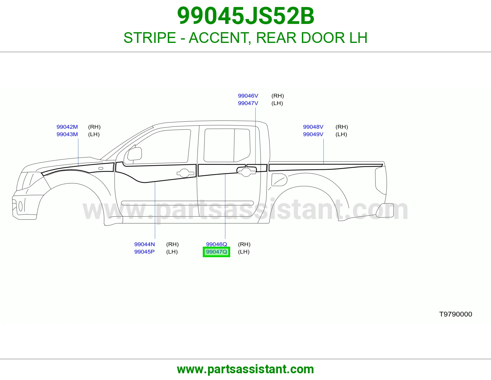 خط باب خلفي يسار 99045JS52B