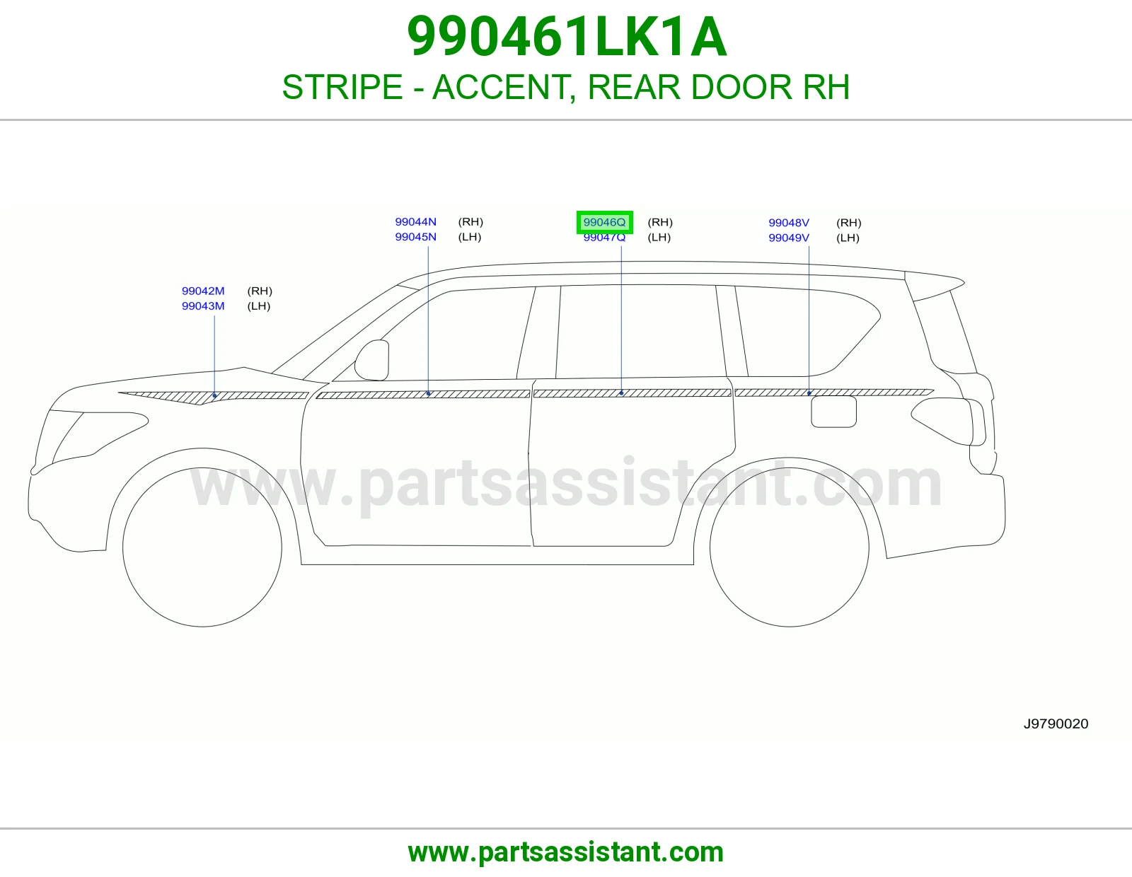 خط باب خلفي يمين 990461LK1A