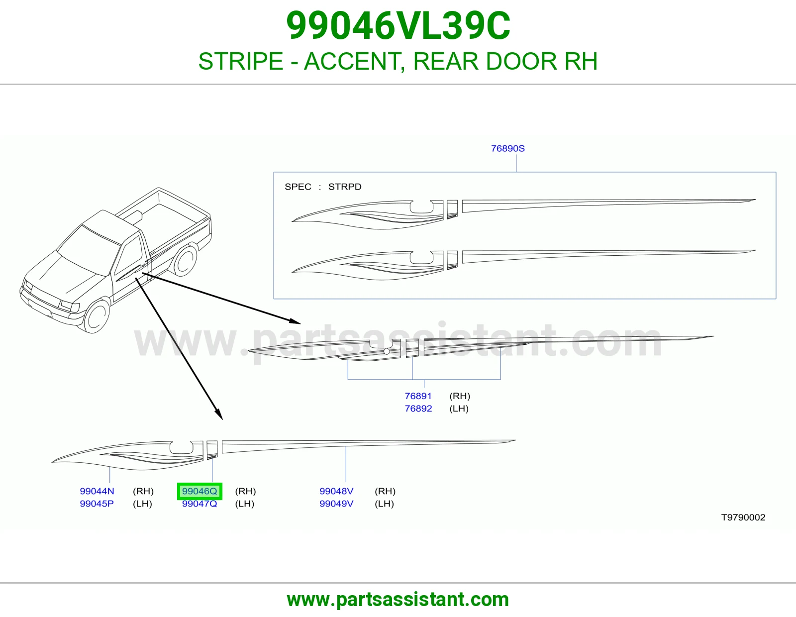 خط باب خلفي يمين 99046VL39C