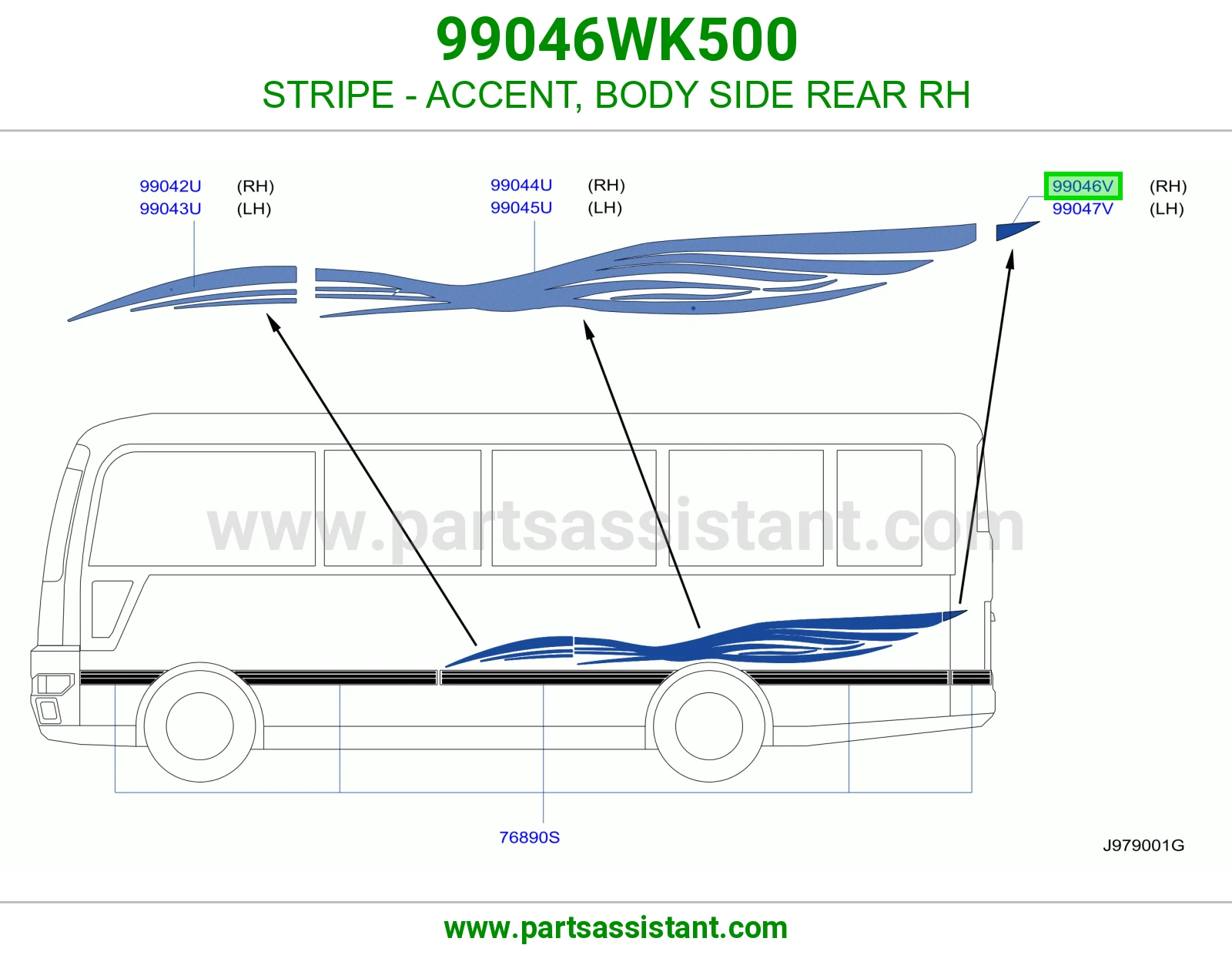 خط زينة جنب بودي خلفي يمين 99046WK500