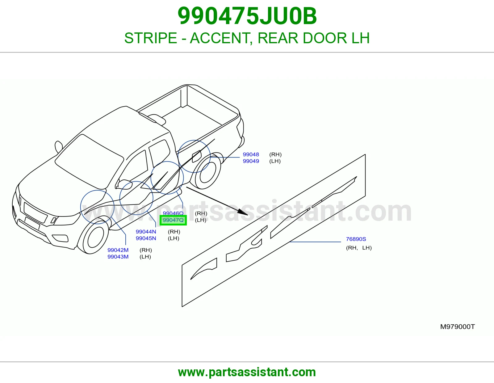 خط باب خلفي يسار 990475JU0B
