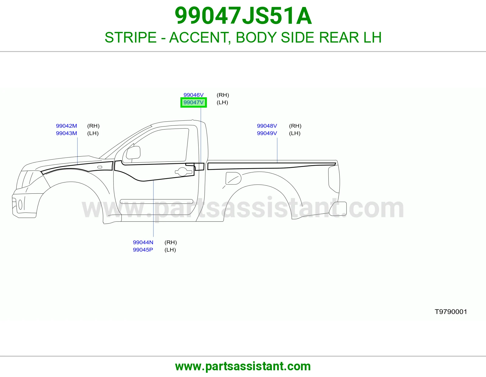 خط زينة جنب بودي خلفي يسار 99047JS51A