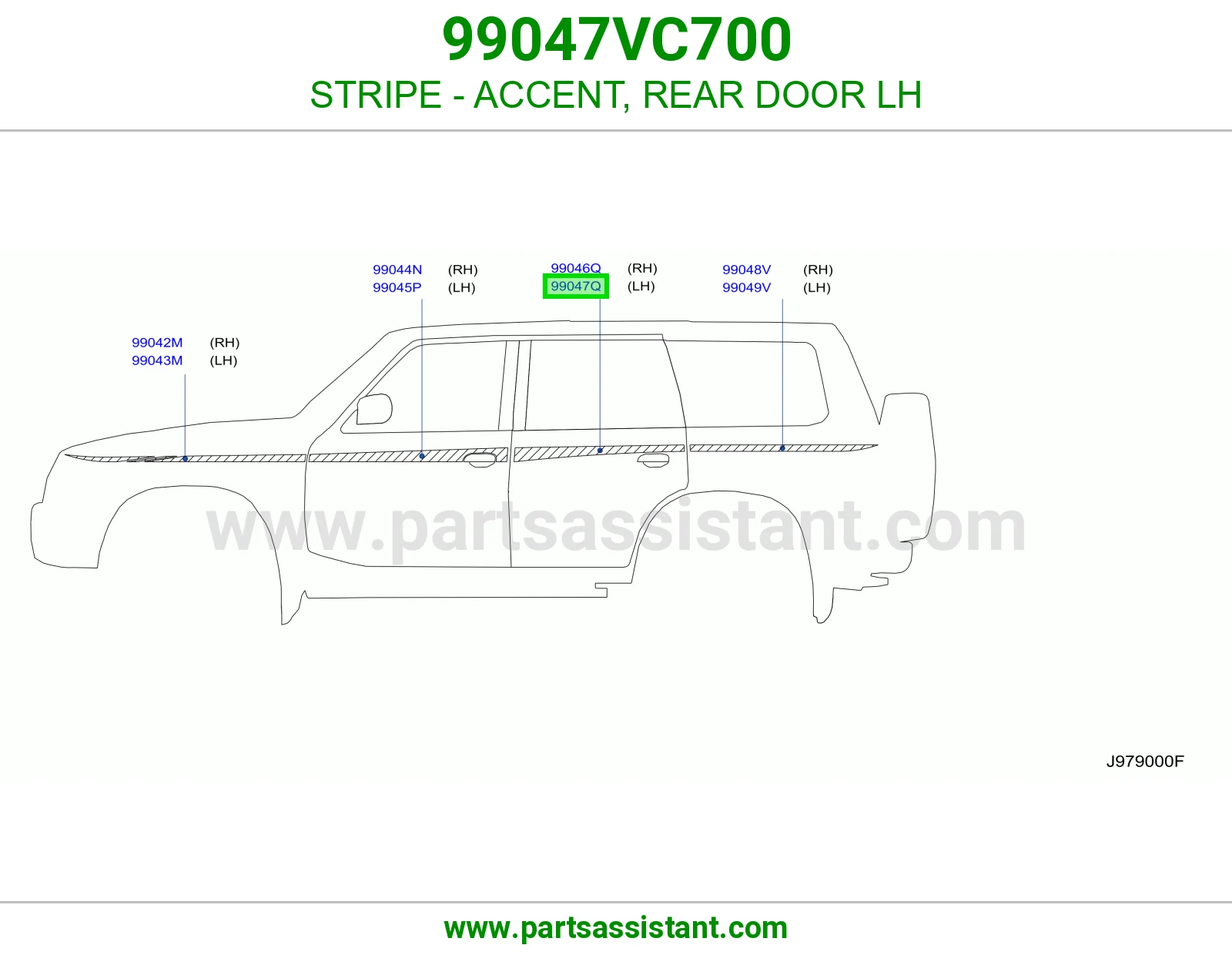 خط باب خلفي يسار 99047VC700