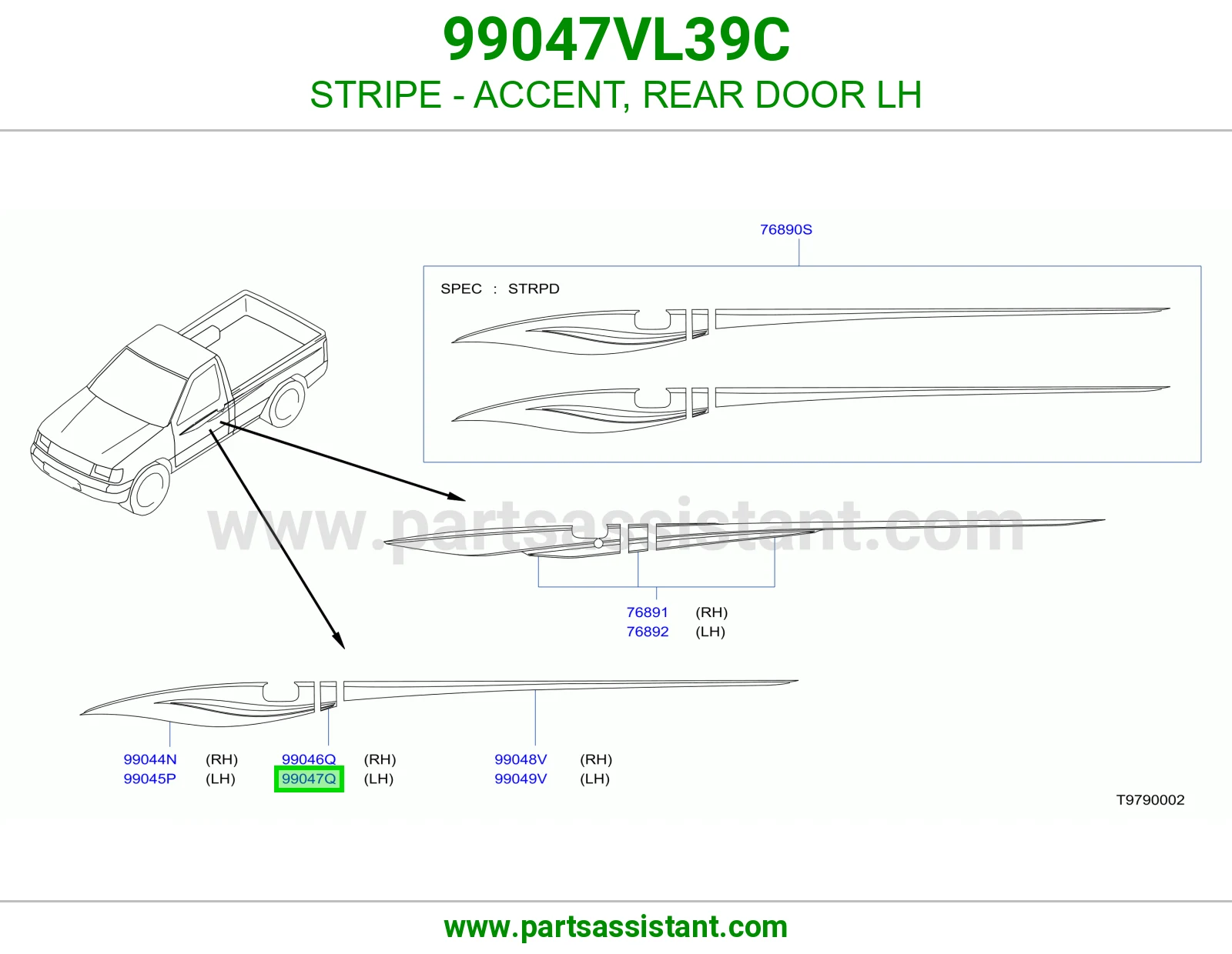 خط باب خلفي يسار 99047VL39C