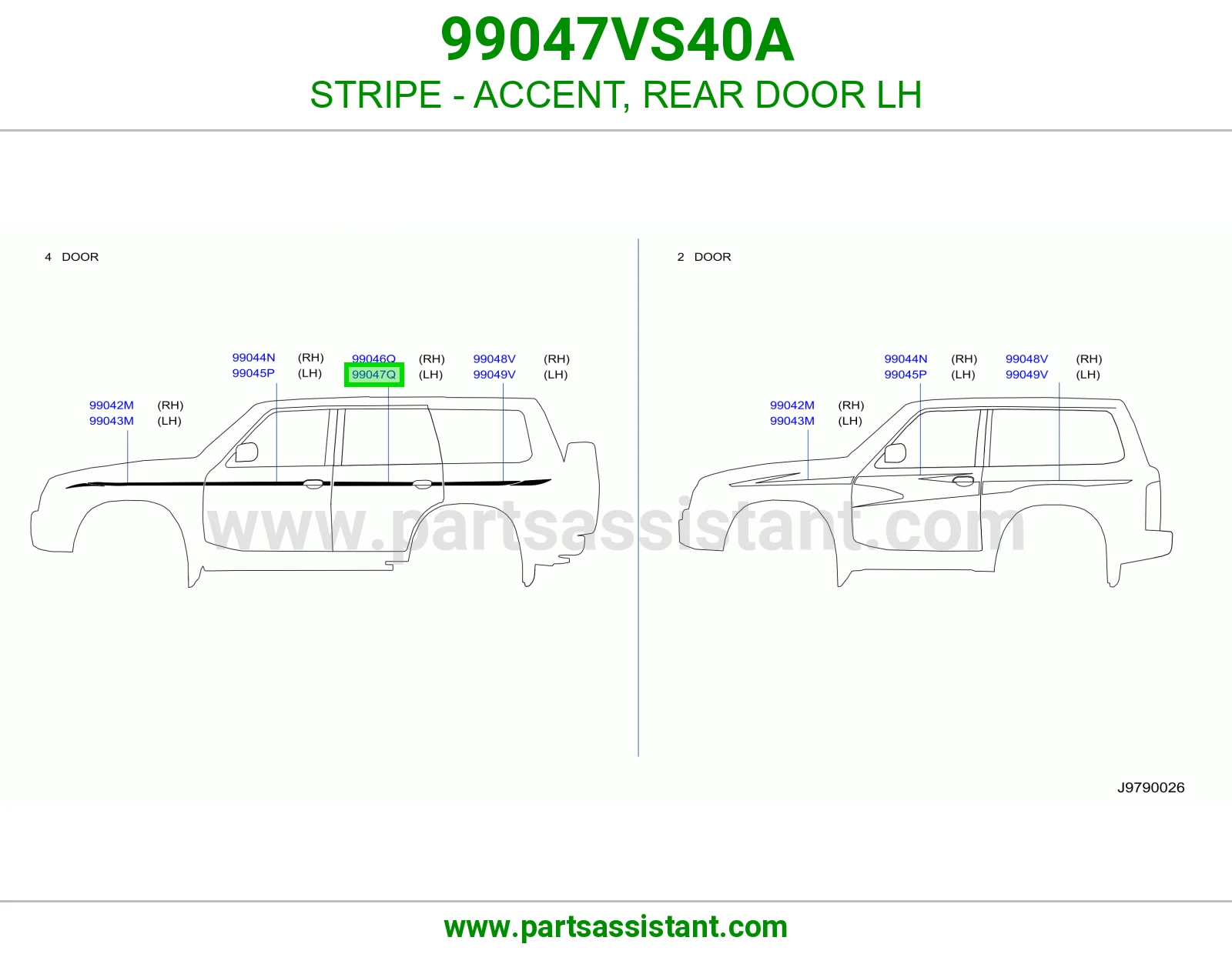 خط باب خلفي يسار 99047VS40A
