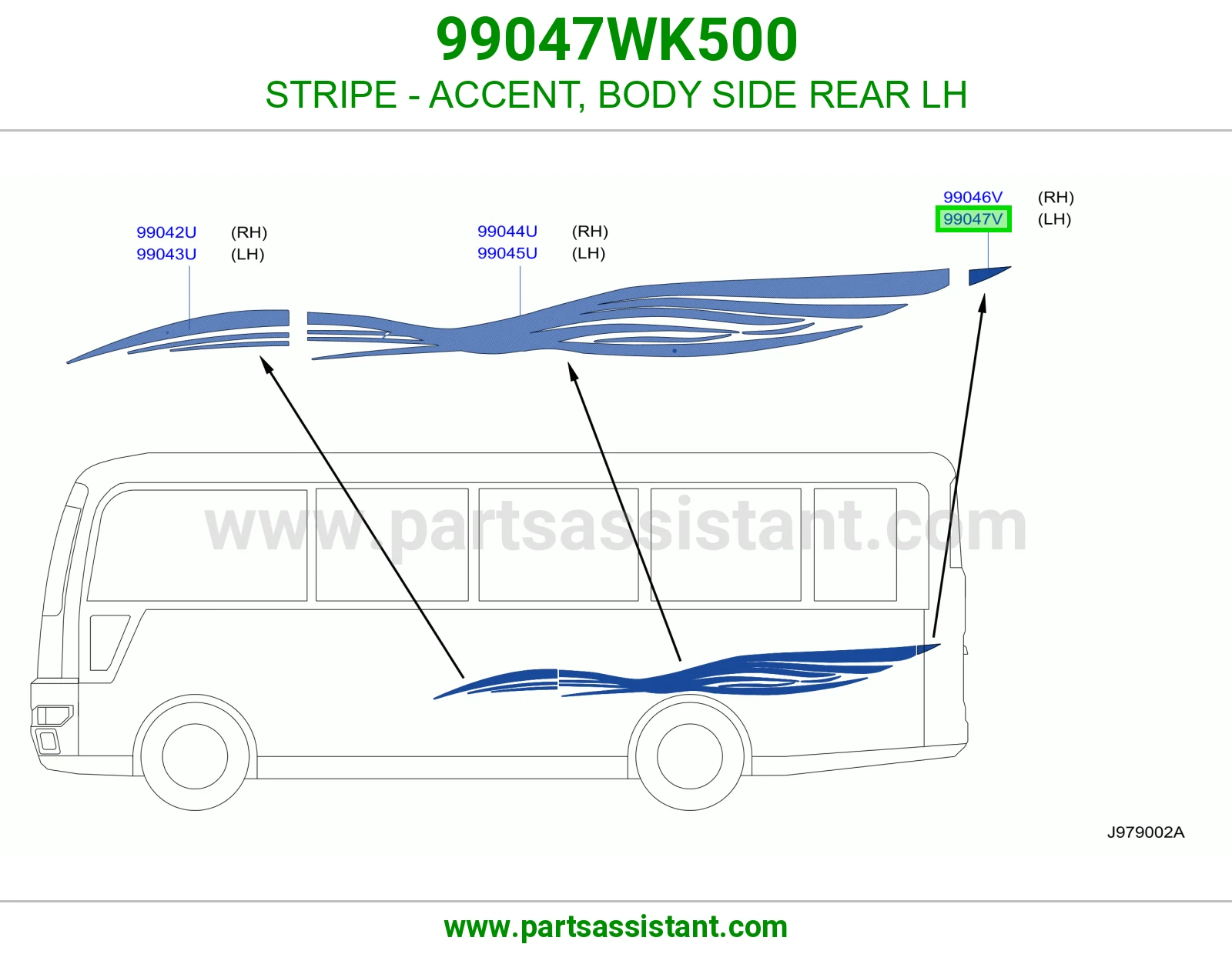خط زينة جنب بودي خلفي يسار 99047WK500