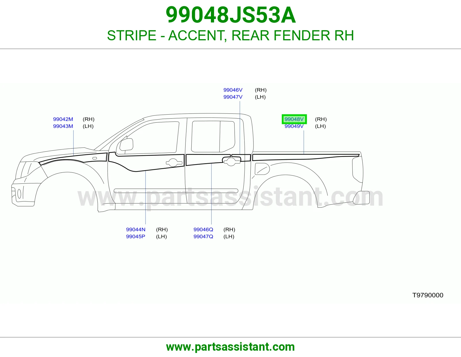 خط رفرف خلفي يمين 99048JS53A