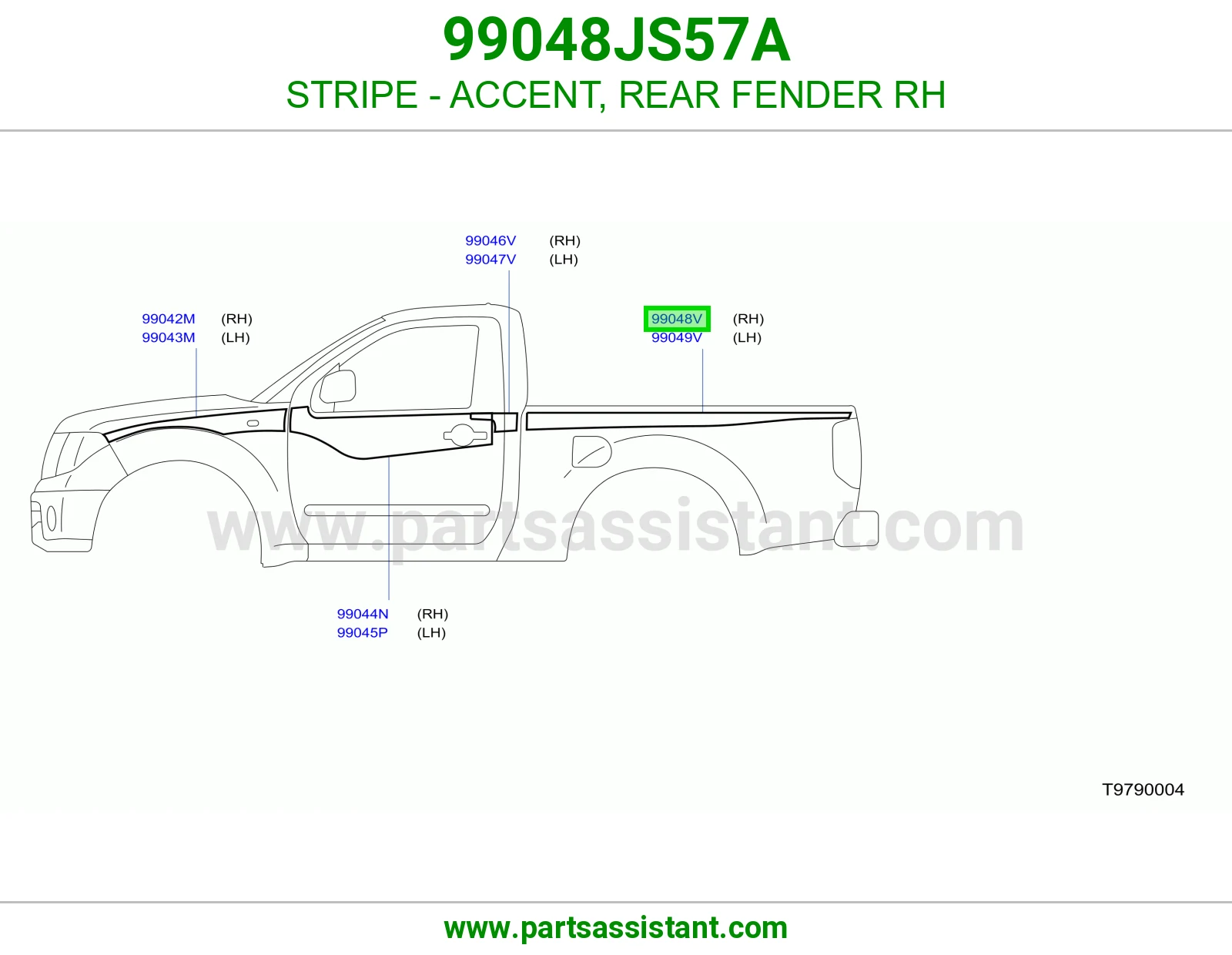 خط رفرف خلفي يمين 99048JS57A