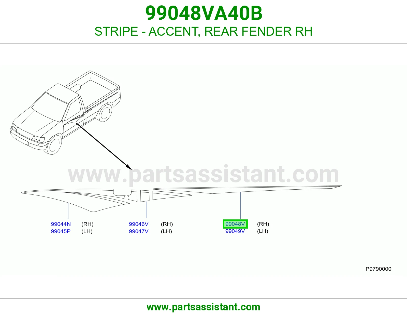 خط رفرف خلفي يمين 99048VA40B