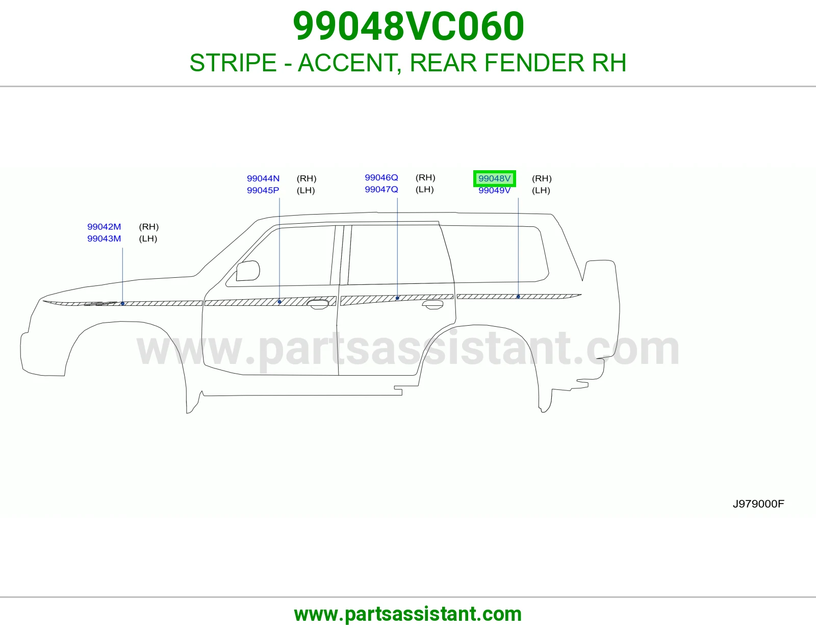 خط رفرف خلفي يمين 99048VC060