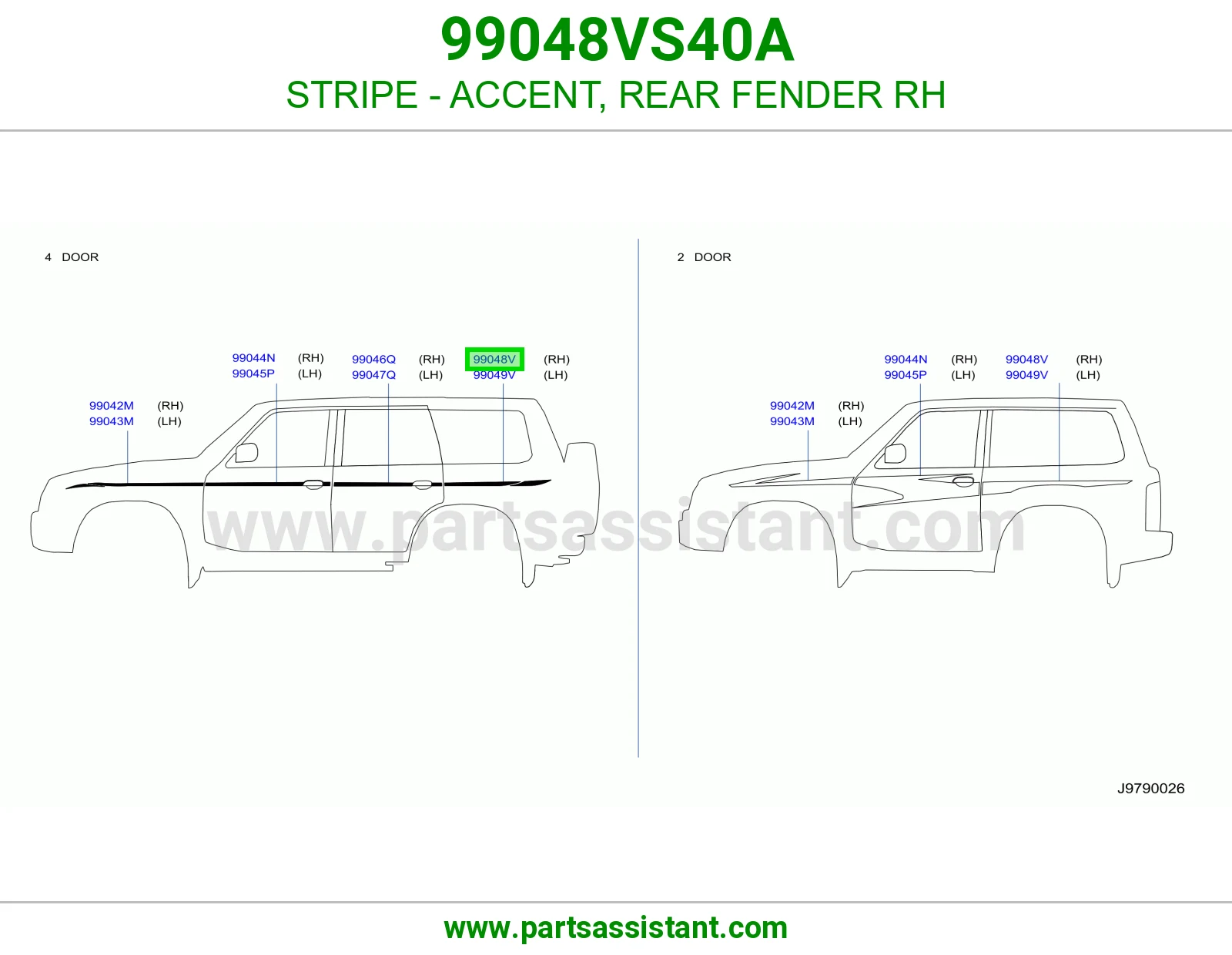 خط رفرف خلفي يمين 99048VS40A