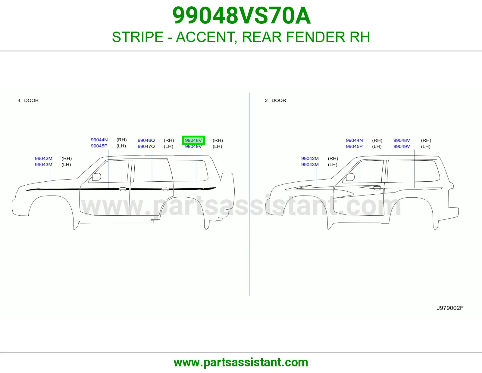 خط رفرف خلفي يمين 99048VS70A