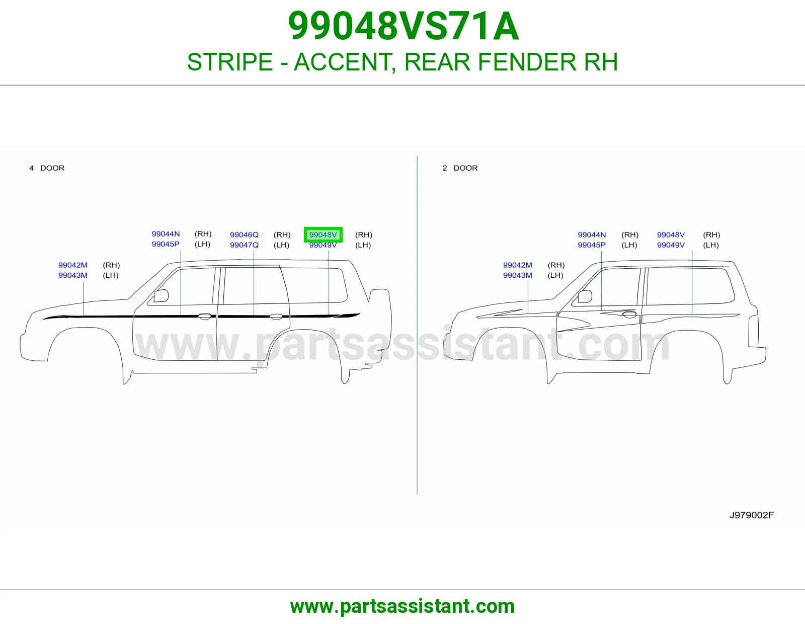خط رفرف خلفي يمين 99048VS71A