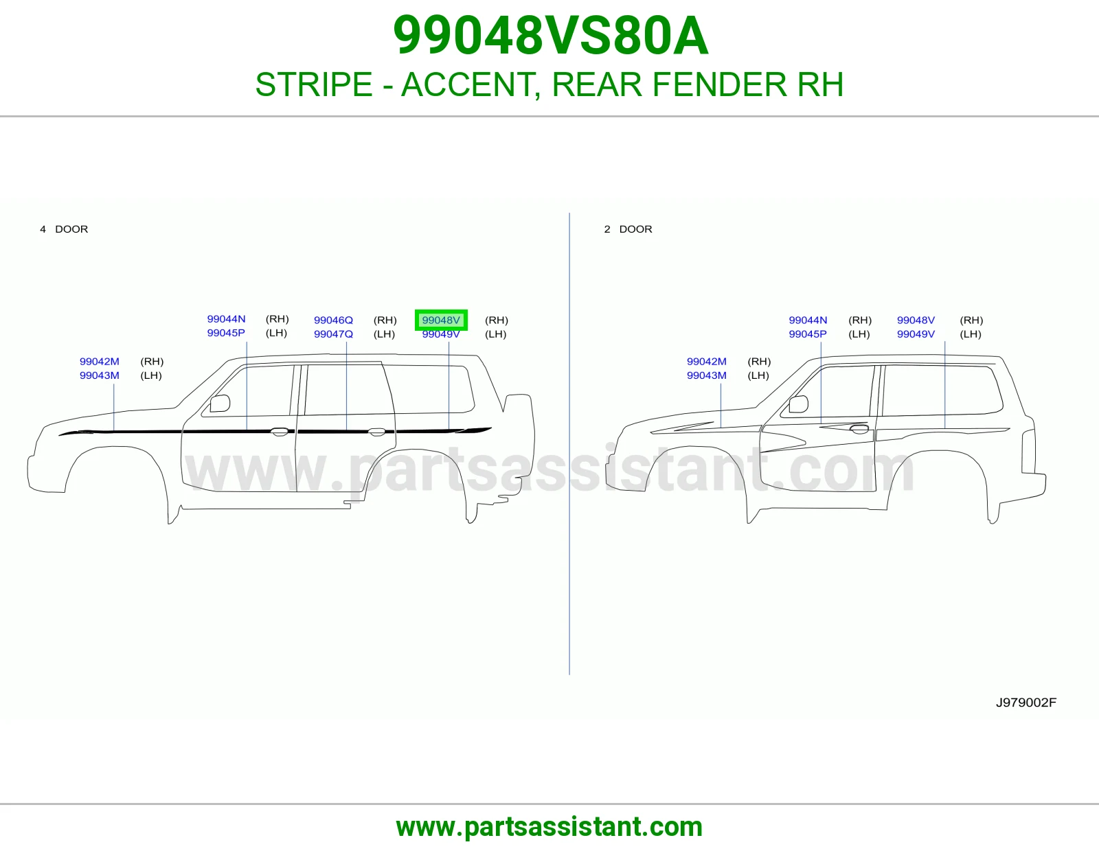 خط رفرف خلفي يمين 99048VS80A