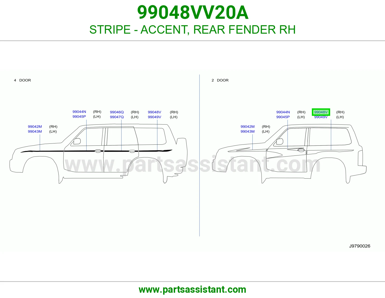 خط رفرف خلفي يمين 99048VV20A