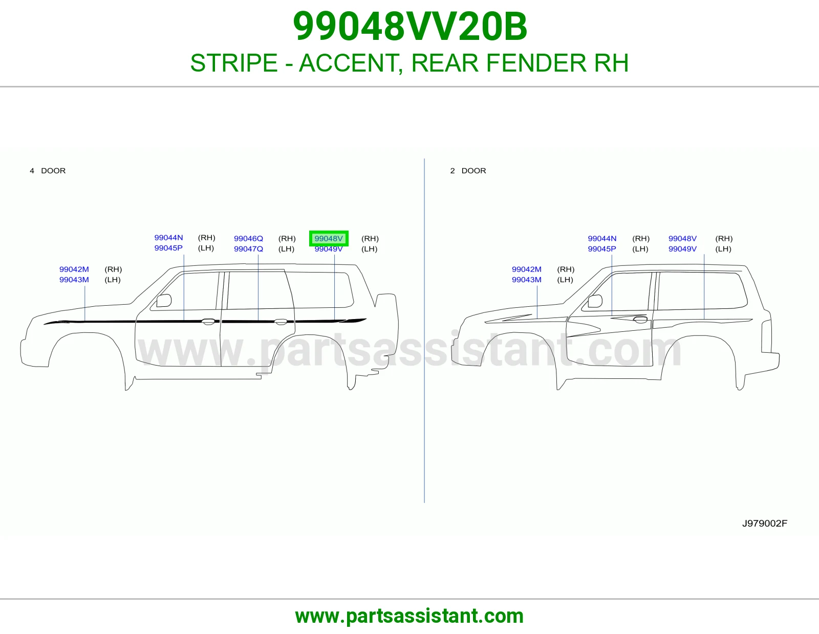 خط رفرف خلفي يمين 99048VV20B
