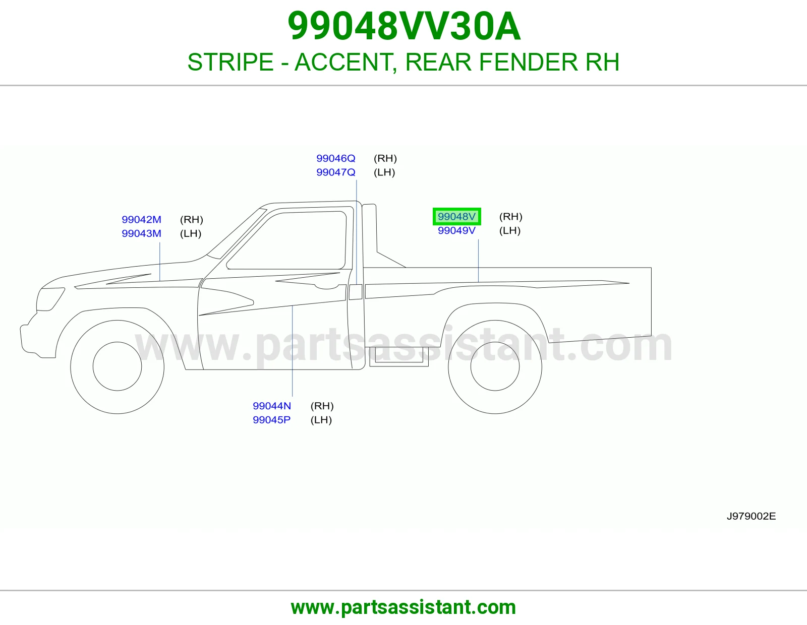 خط رفرف خلفي يمين 99048VV30A