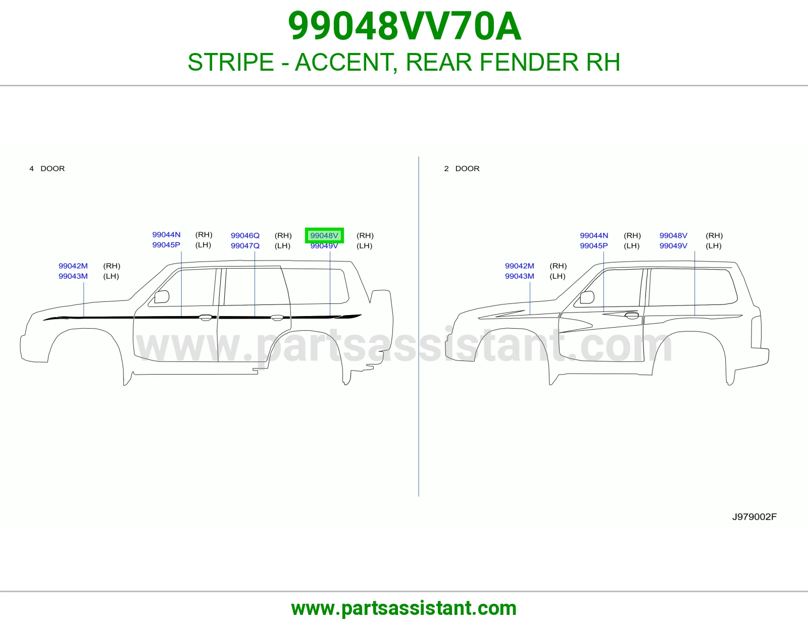 خط رفرف خلفي يمين 99048VV70A