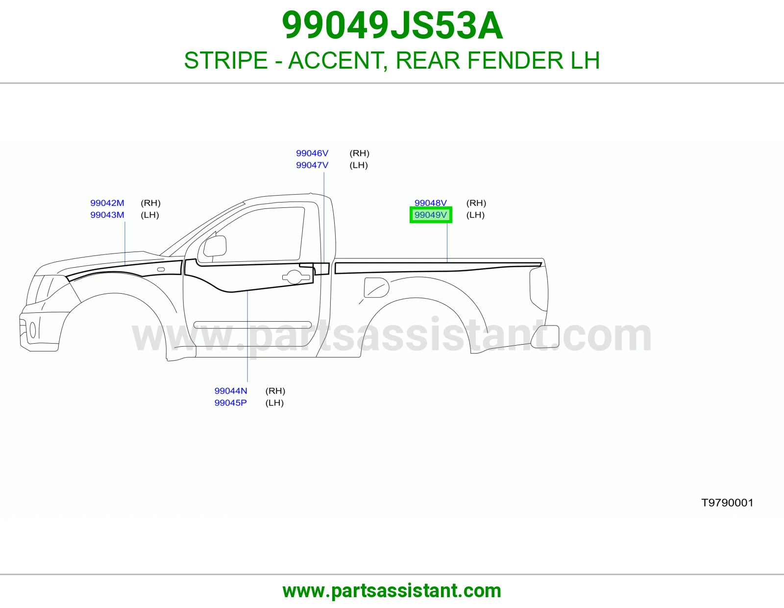 خط رفرف خلفي يسار 99049JS53A