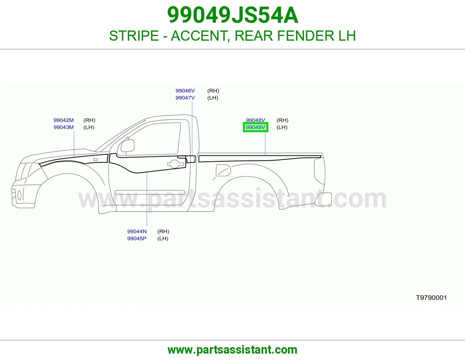 خط رفرف خلفي يسار 99049JS54A