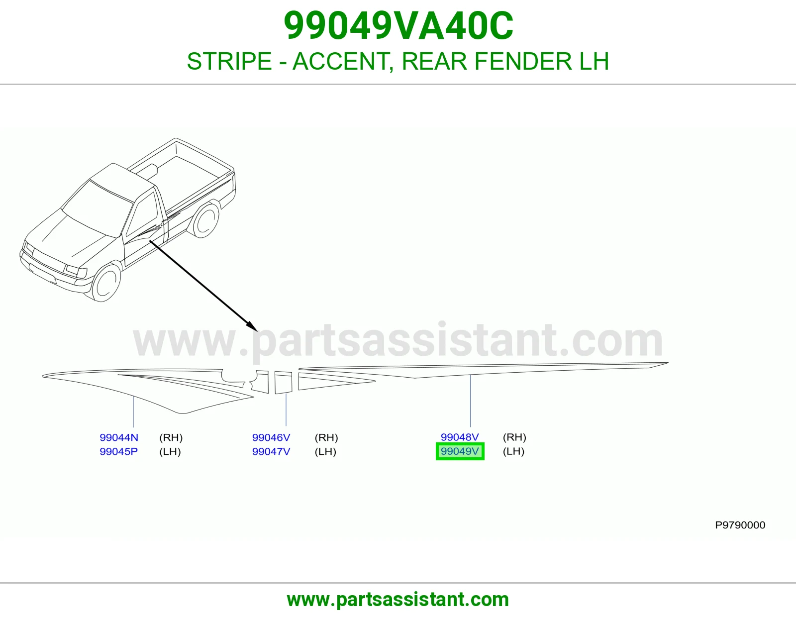 خط رفرف خلفي يسار 99049VA40C