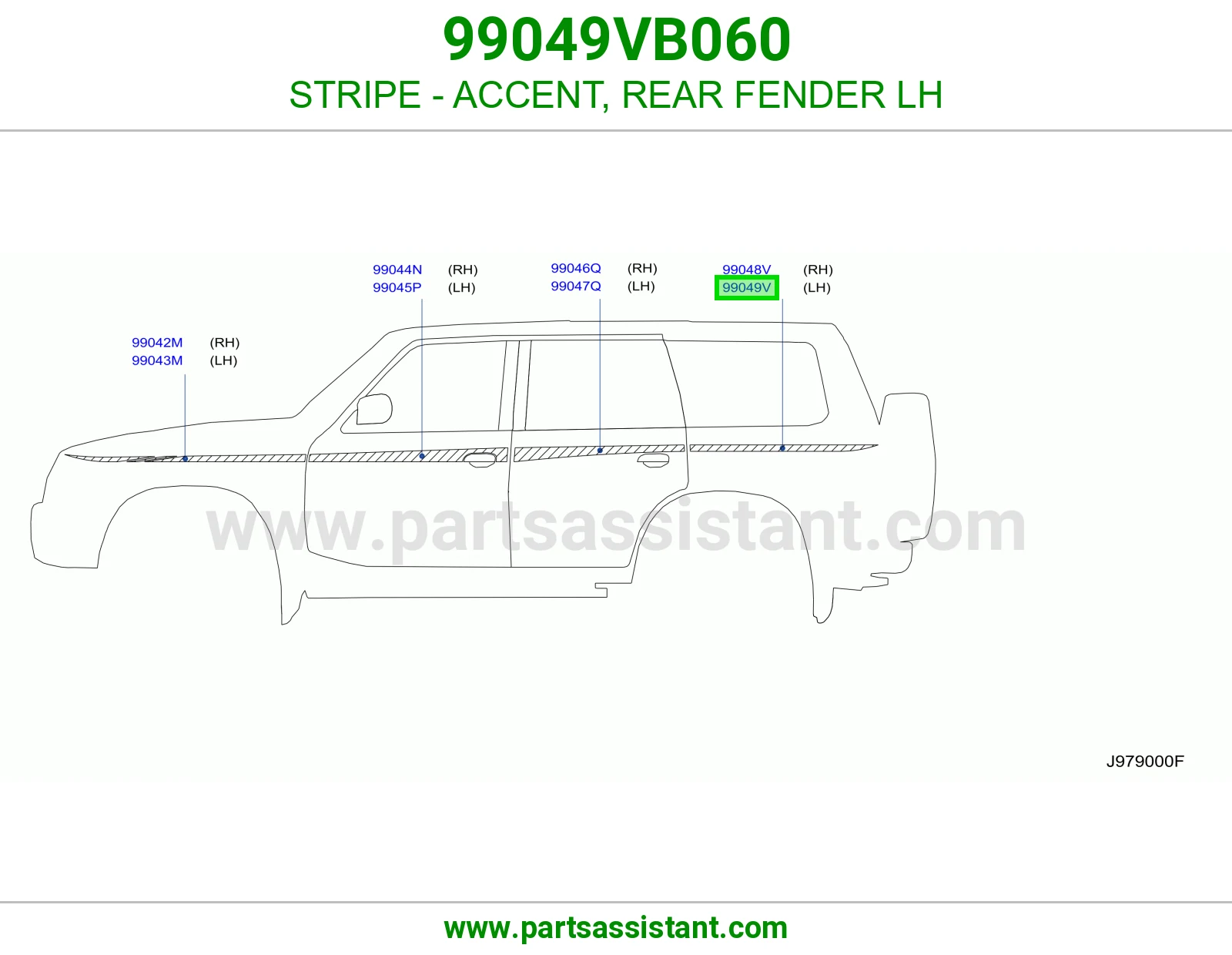 خط رفرف خلفي يسار 99049VB060