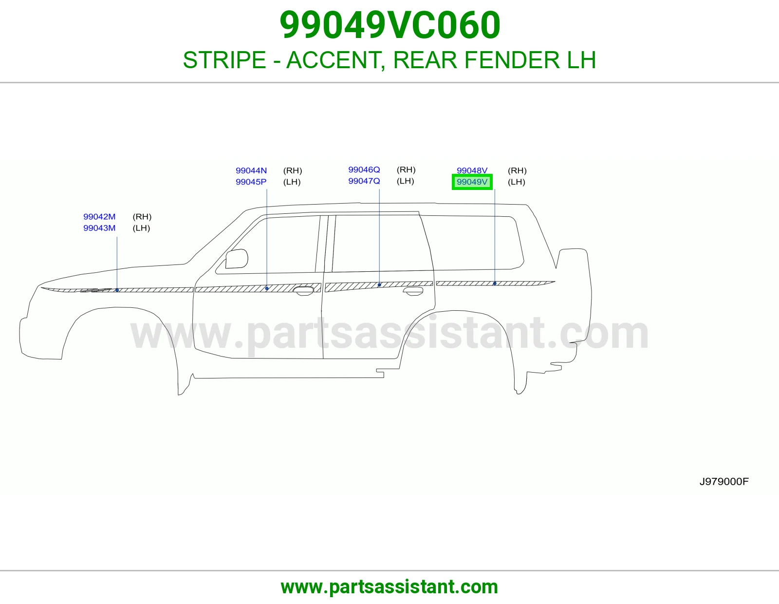 خط رفرف خلفي يسار 99049VC060