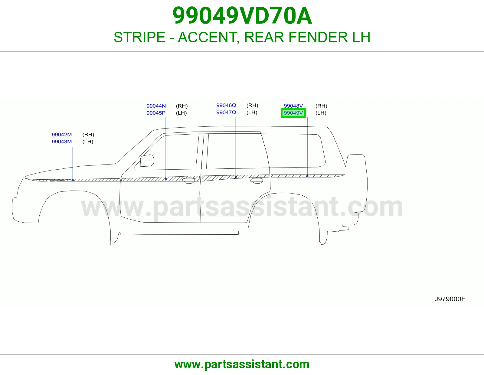 خط رفرف خلفي يسار 99049VD70A