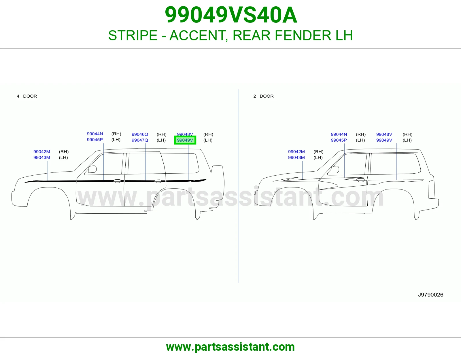 خط رفرف خلفي يسار 99049VS40A