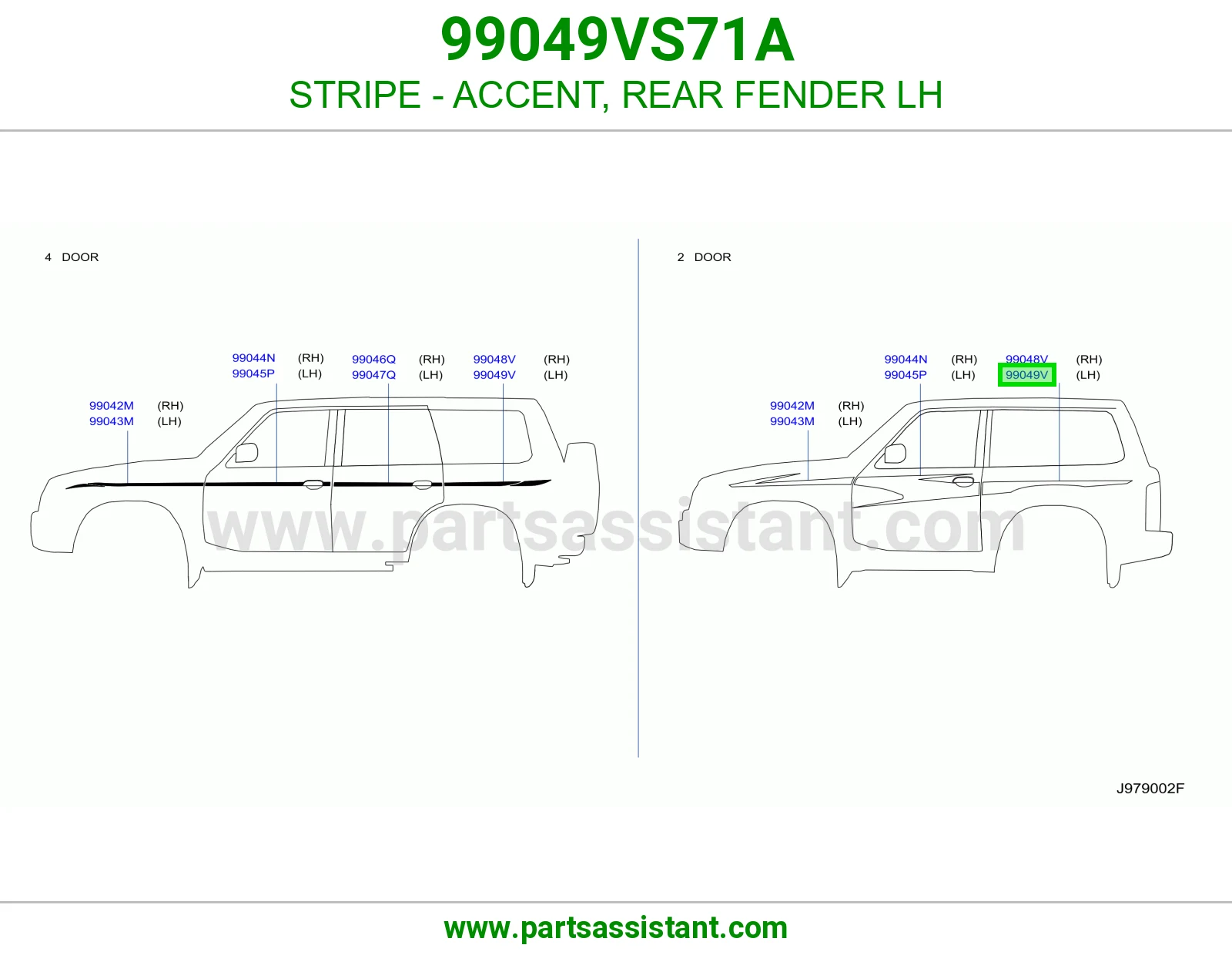 خط رفرف خلفي يسار 99049VS71A