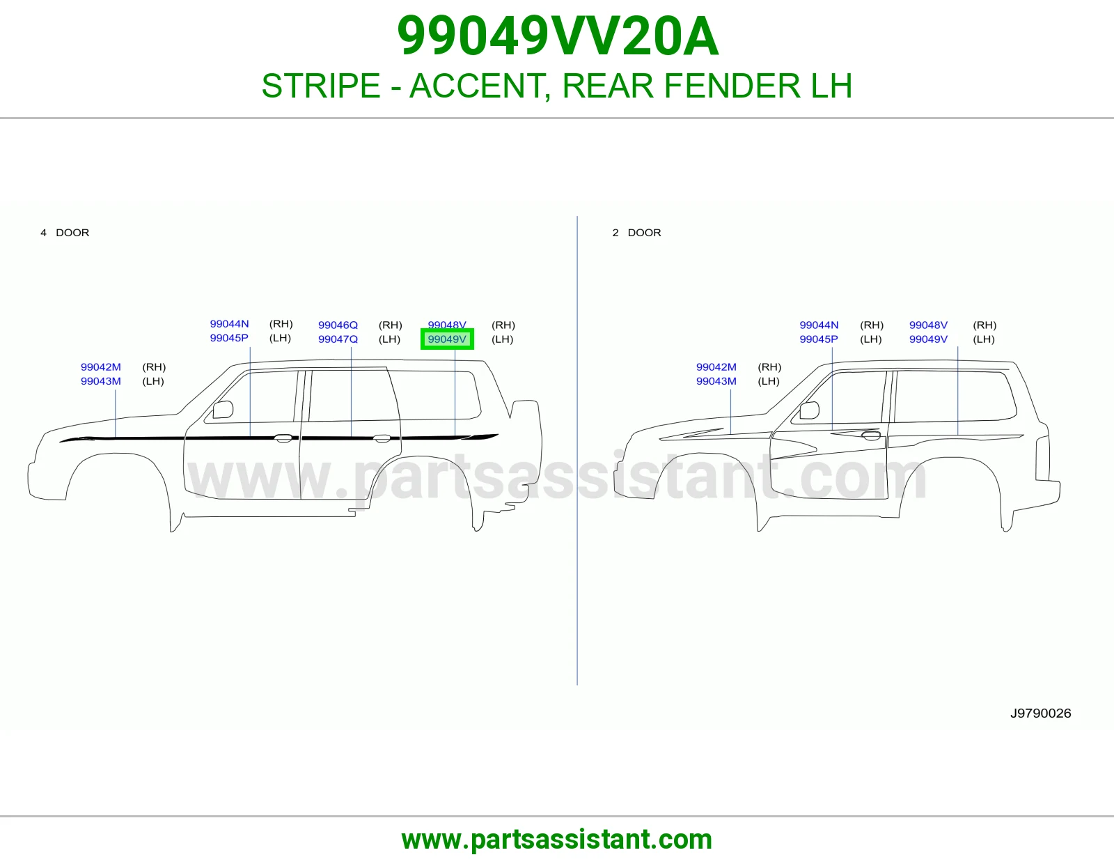 خط رفرف خلفي يسار 99049VV20A