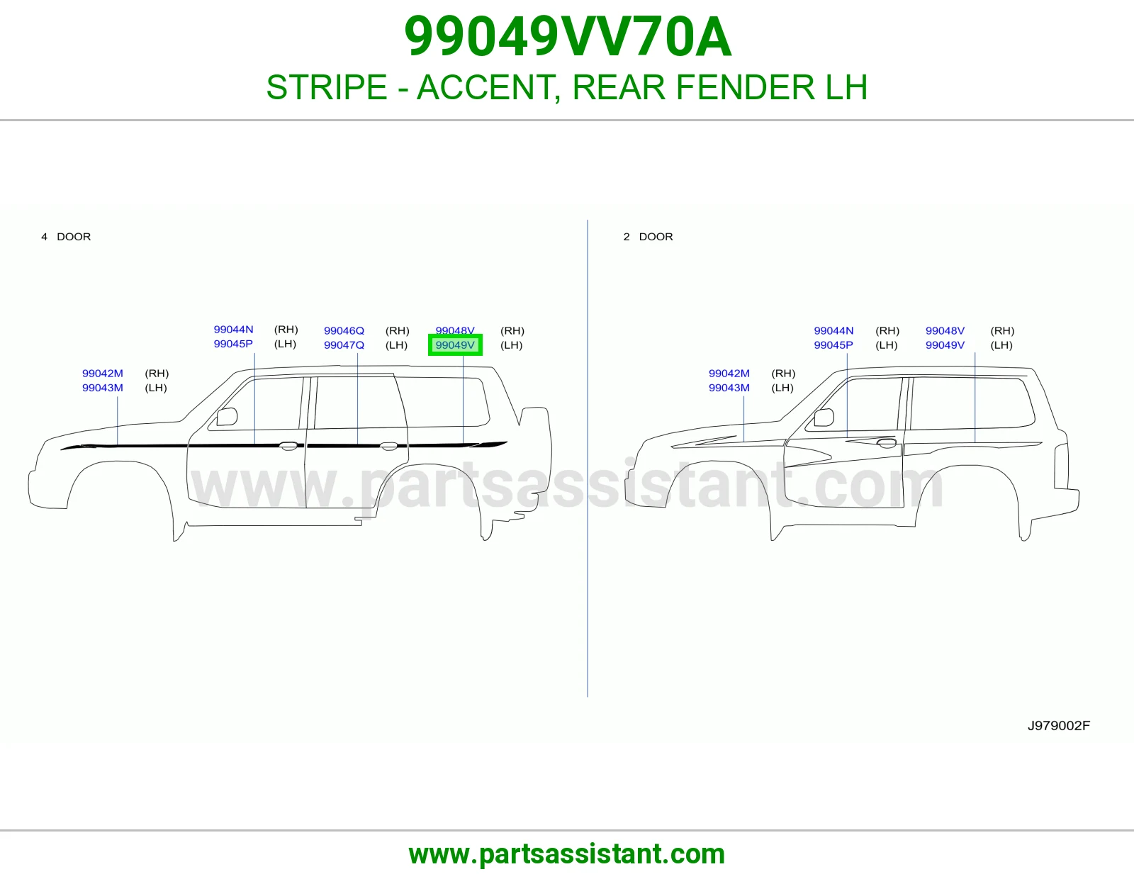 خط رفرف خلفي يسار 99049VV70A