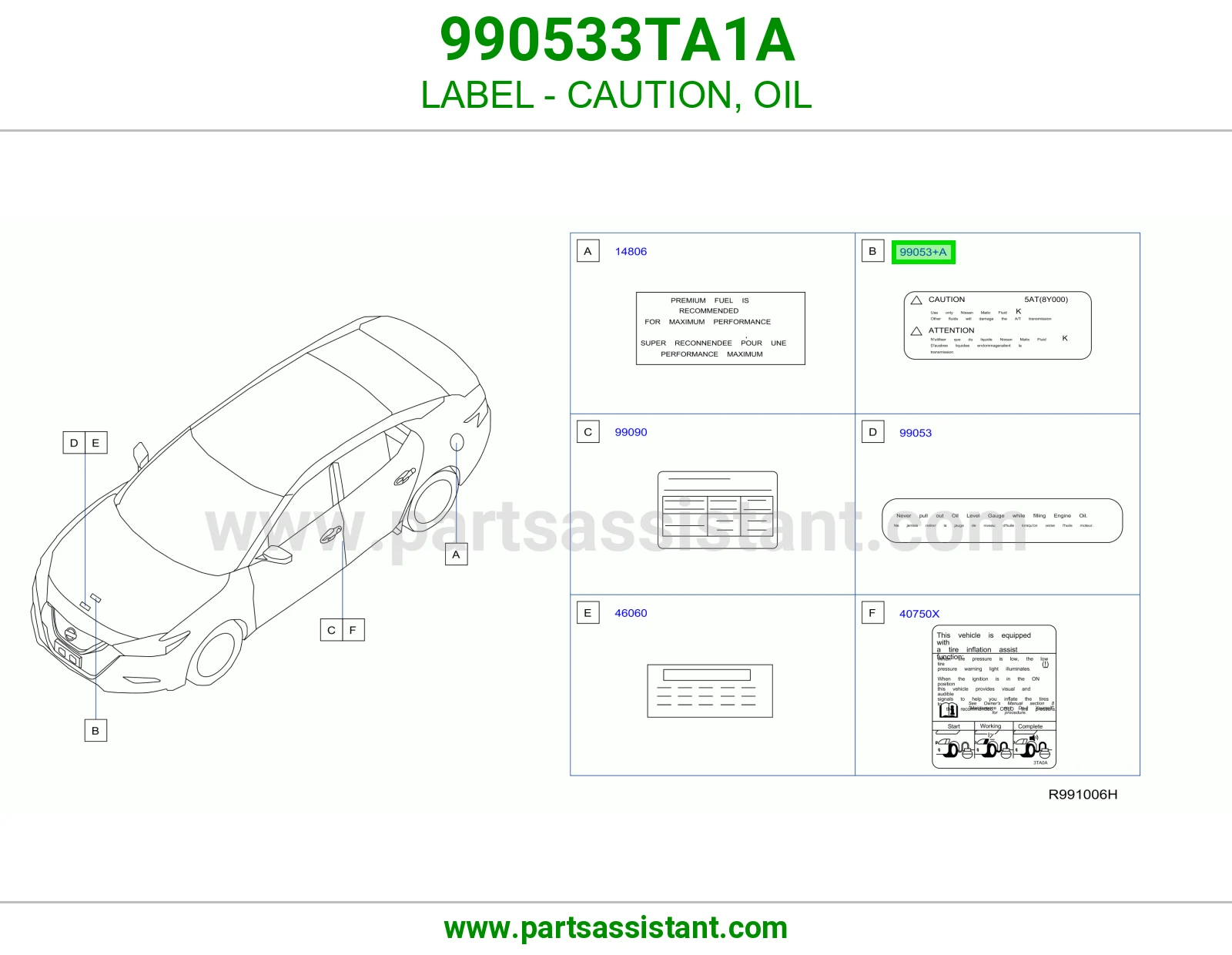 LABEL - CAUTION, OIL 990533TA1A