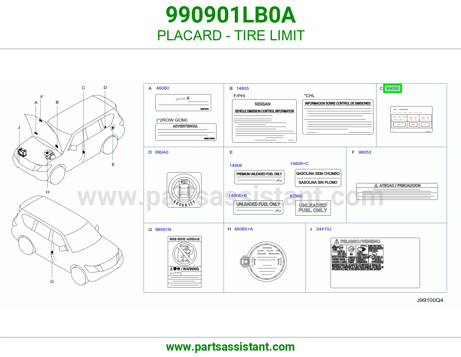 ستيكر إرشادات حدود الكفرات 990901LB0A