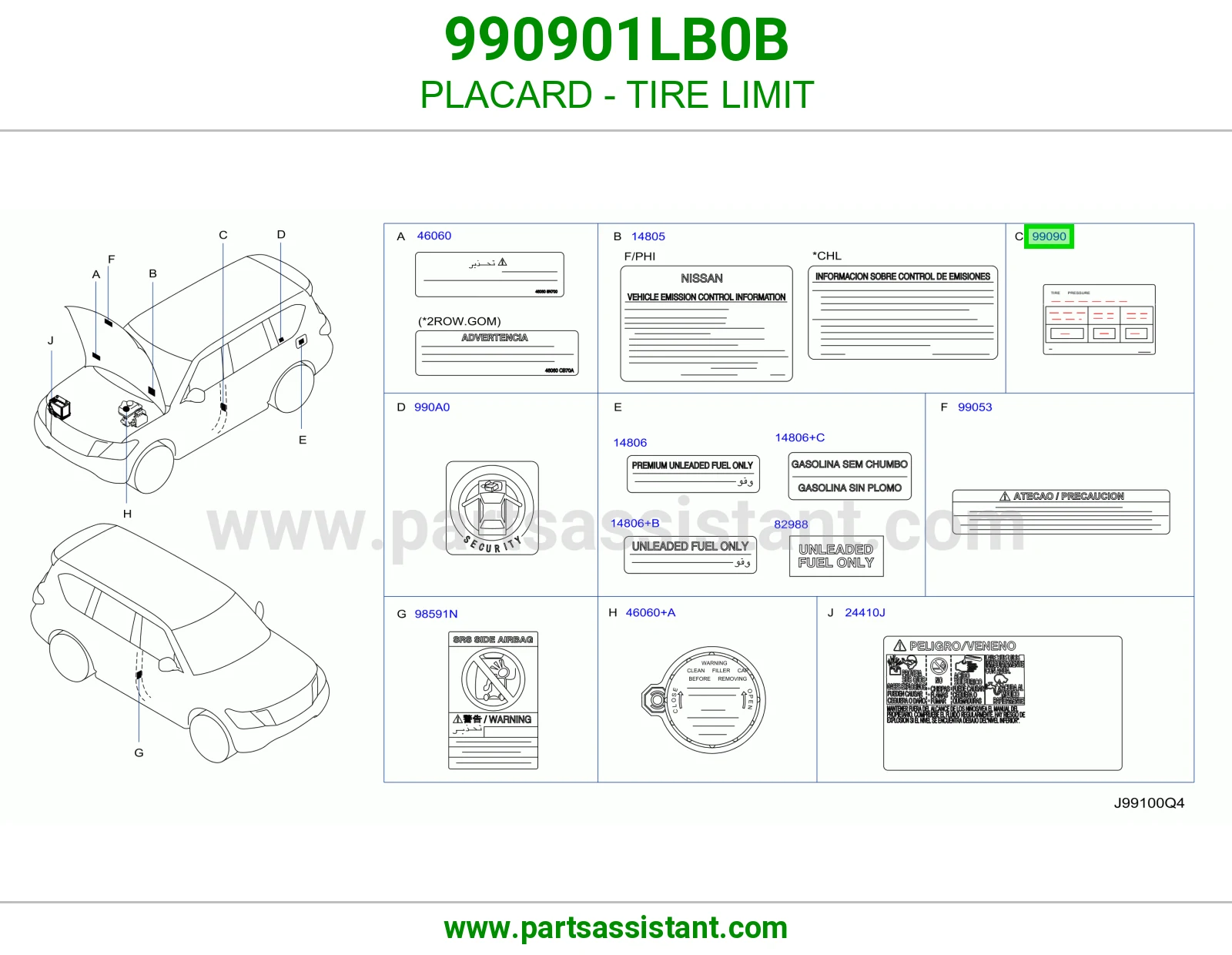 ستيكر إرشادات حدود الكفرات 990901LB0B