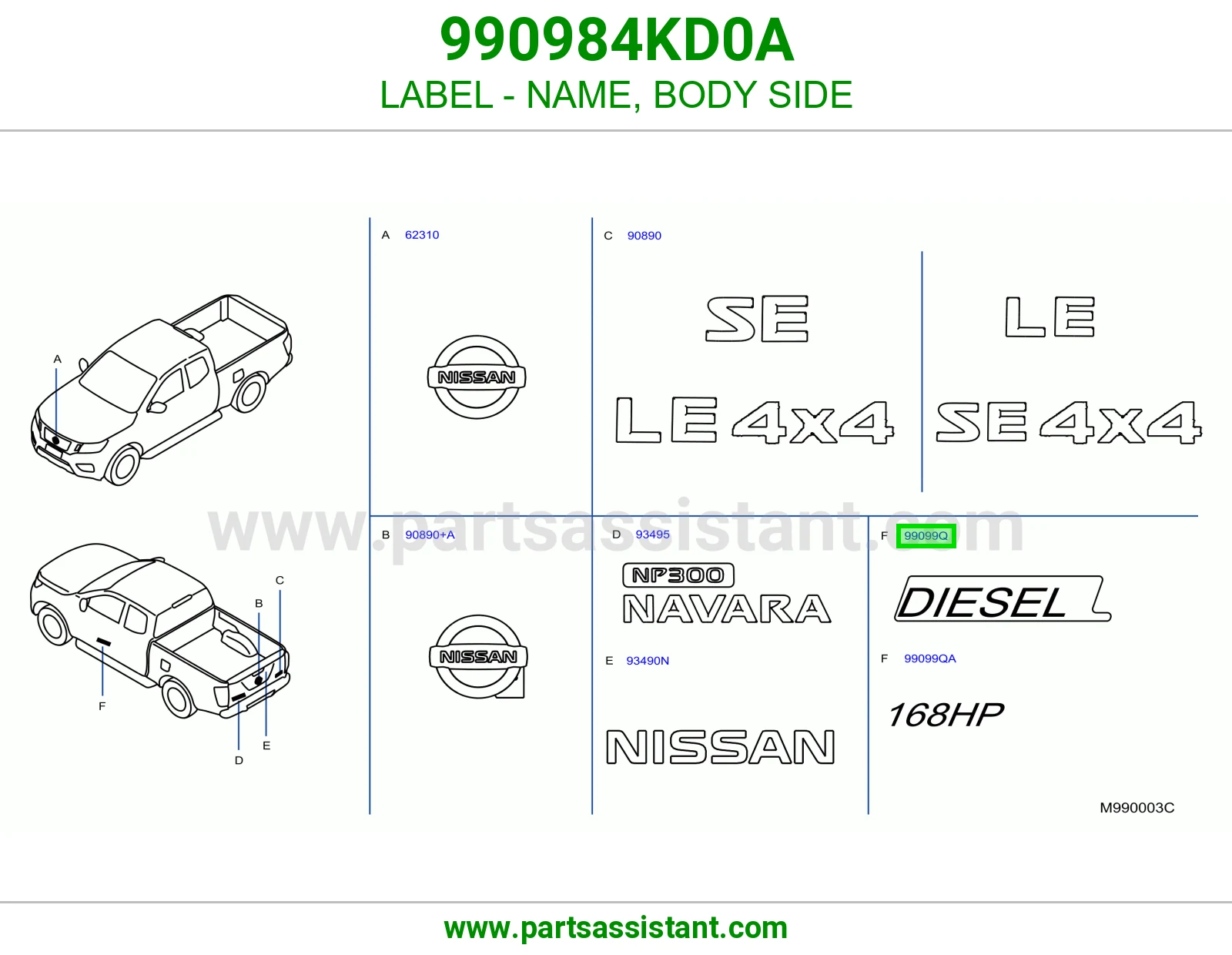 ملصق اسم جانب بودي 990984KD0A