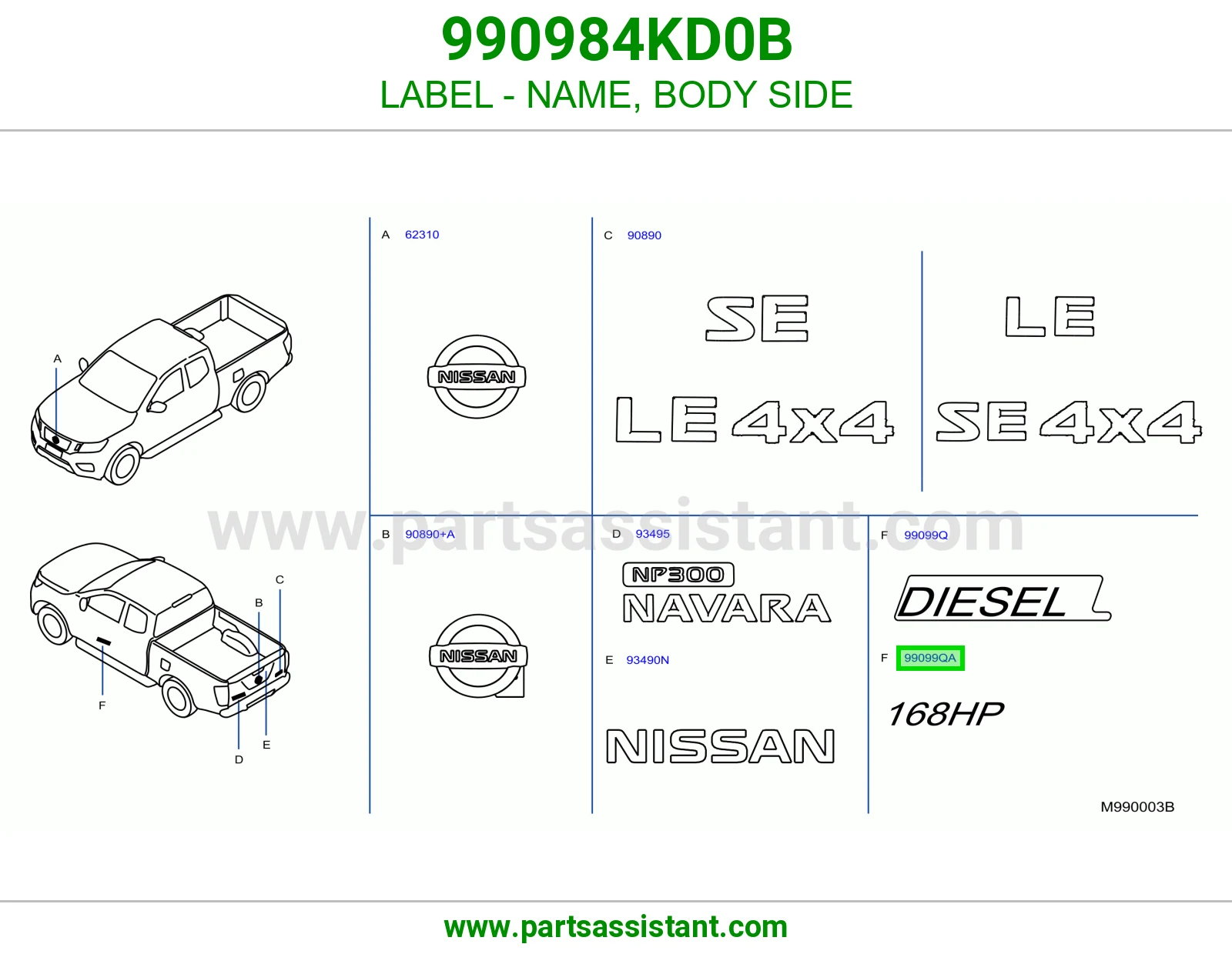 ملصق اسم جانب بودي 990984KD0B