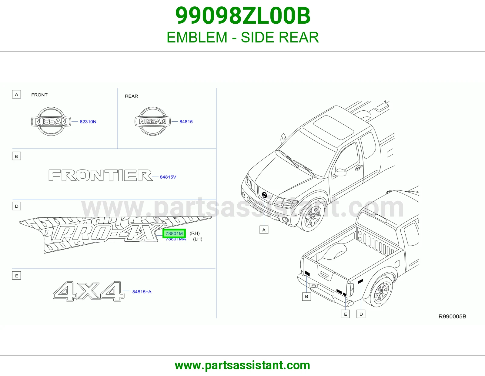 علامة جنب خلفي 99098ZL00B