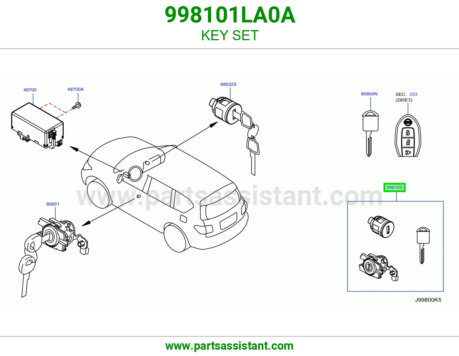 طقم سويتش كامل 998101LA0A