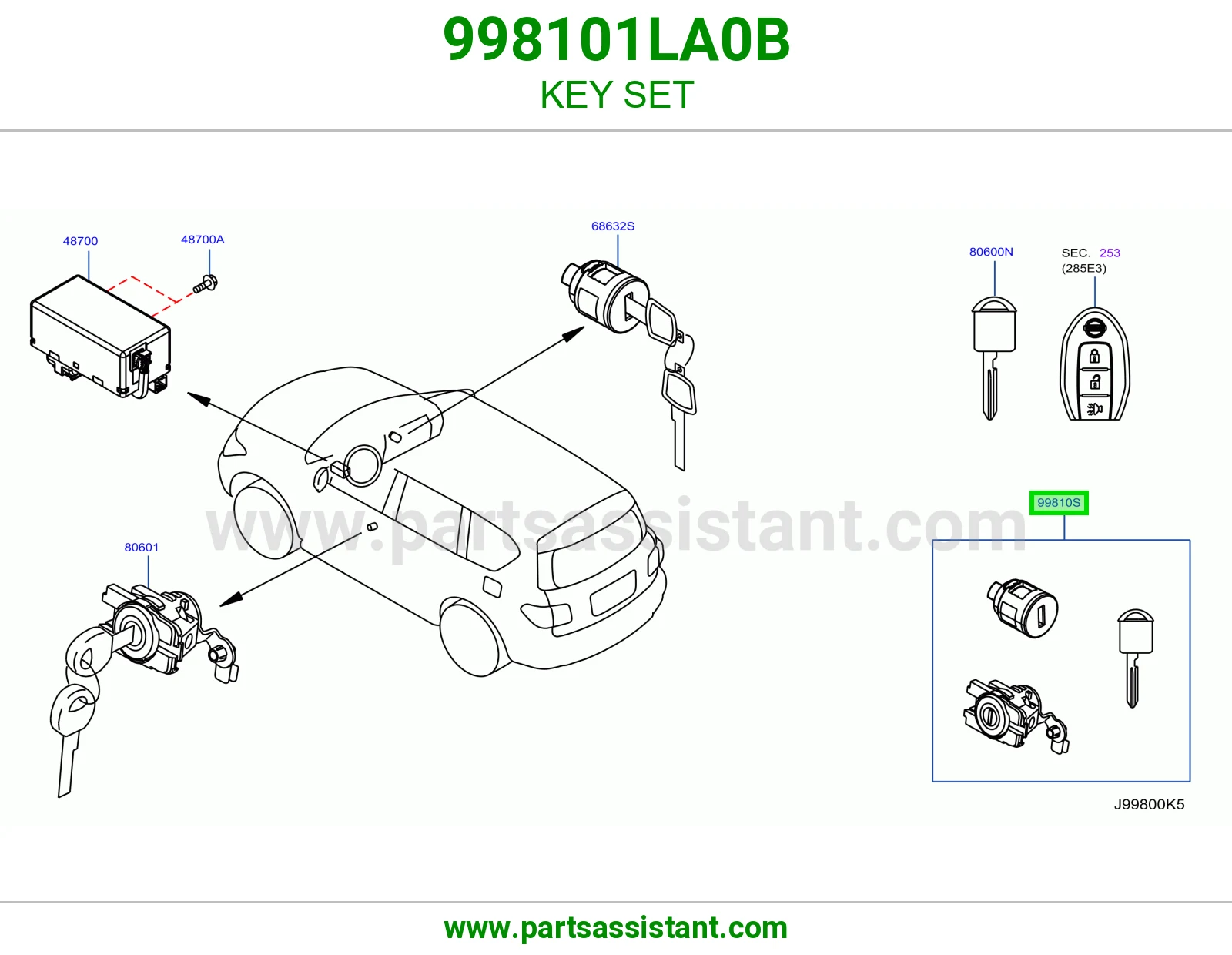 طقم سويتش كامل 998101LA0B