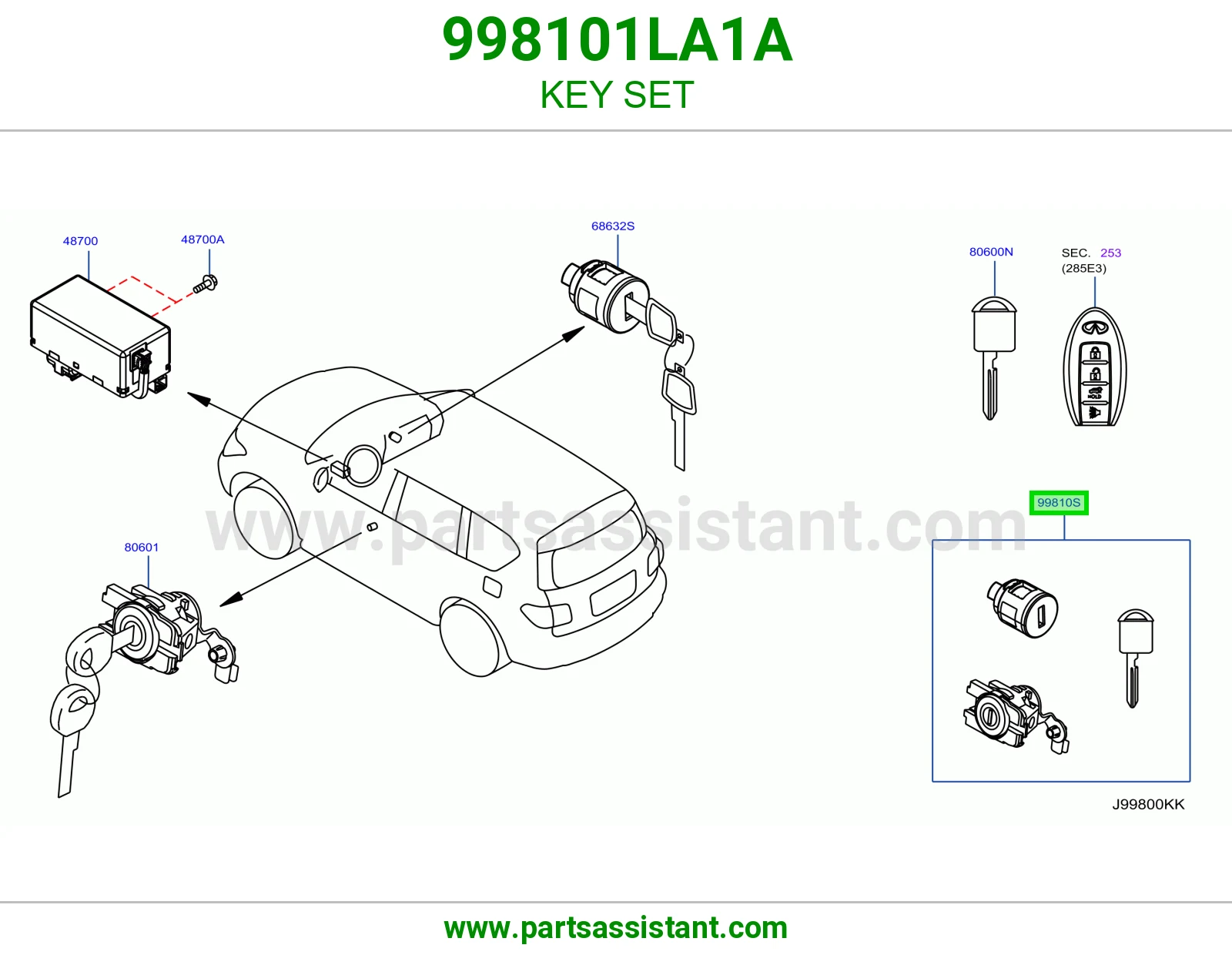 طقم سويتش كامل 998101LA1A